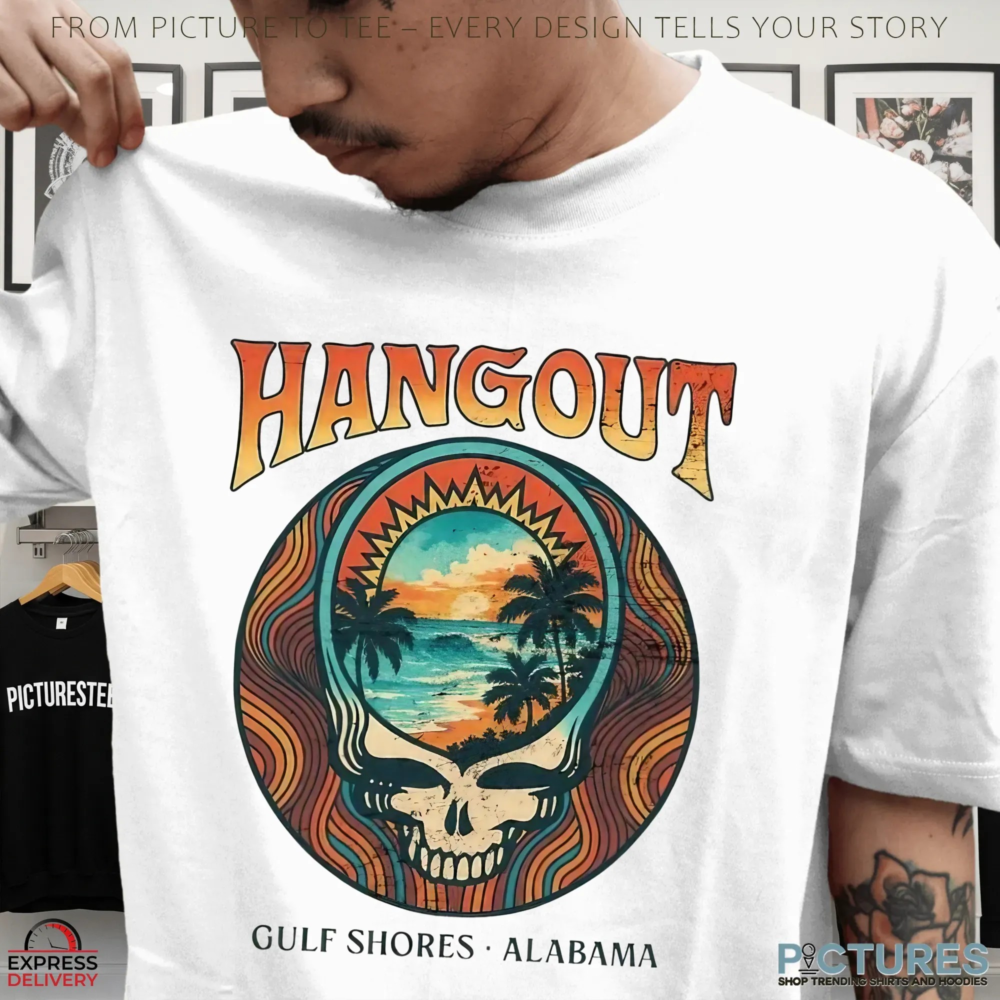 Skull Hang out Grateful Dead Alabama T Shirt Skull Hang out Grateful Dead Alabama T Shirt