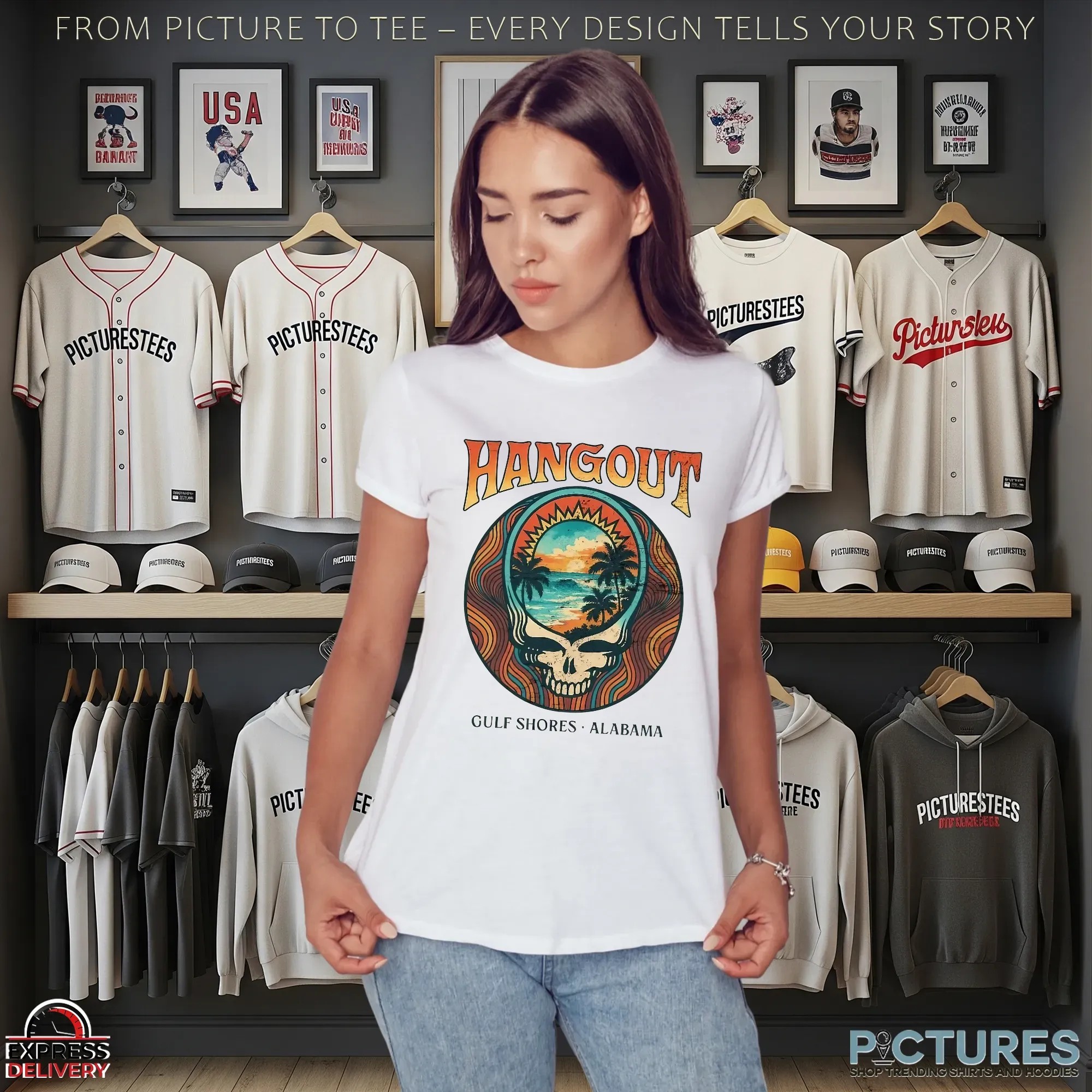 Skull Hang out Grateful Dead Alabama T Shirt Skull Hang out Grateful Dead Alabama T Shirt