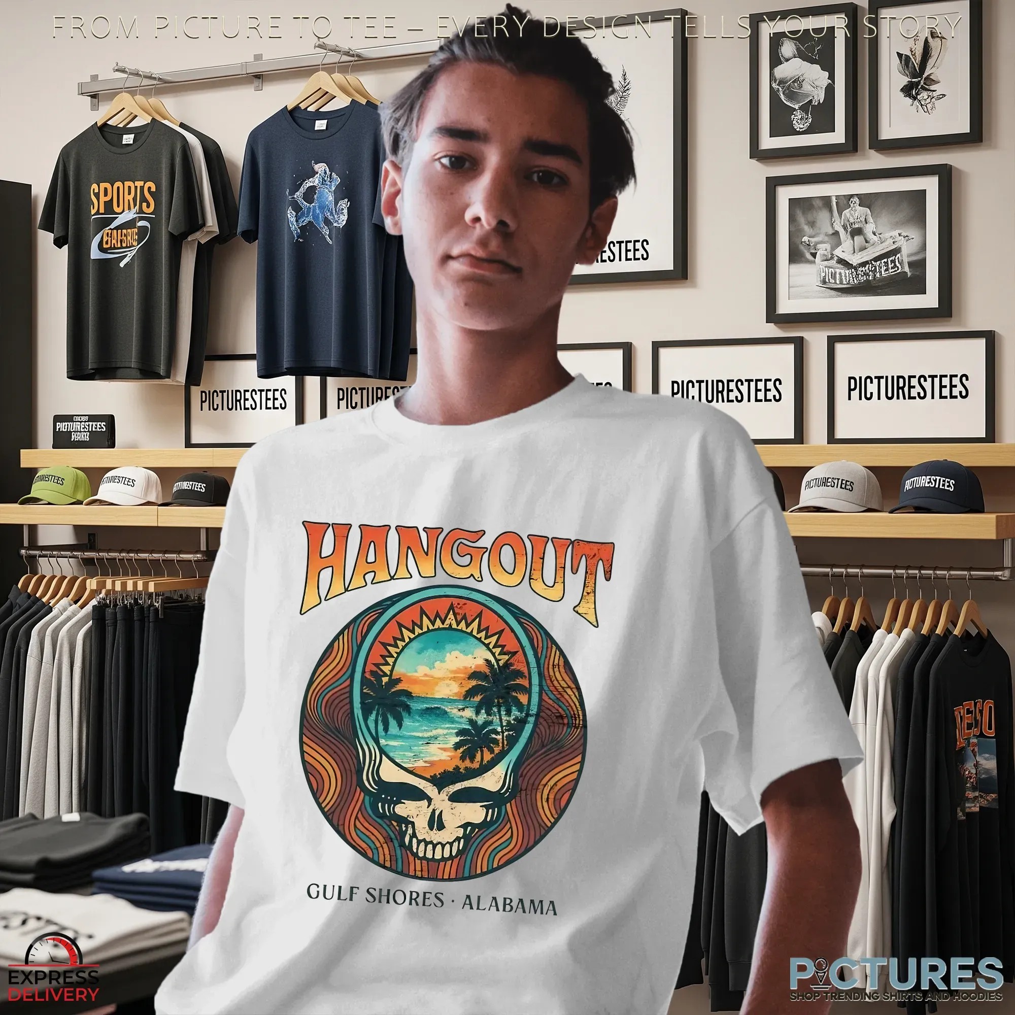 Skull Hang out Grateful Dead Alabama T Shirt Skull Hang out Grateful Dead Alabama T Shirt
