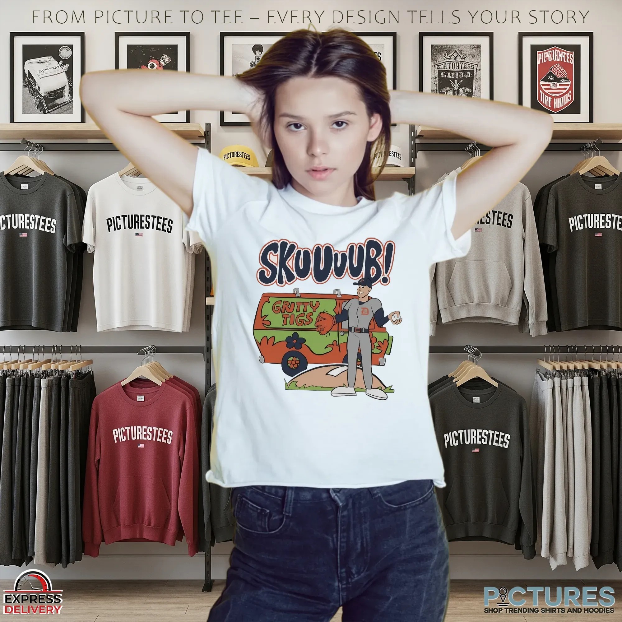 Skuuuub Tarik Skubal Detroit Tigers Gritty Tigs Cartoon T Shirt