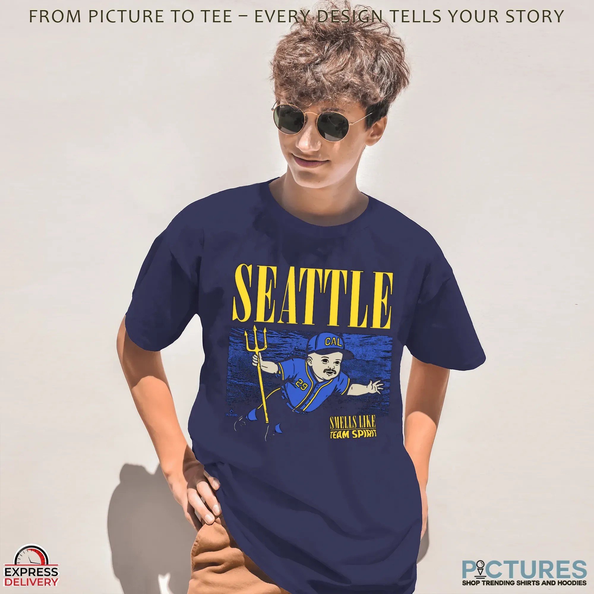 Smells Like Team Spirit Cal Raleigh Seattle Mariners Nirvana Nevermind Parody T Shirt