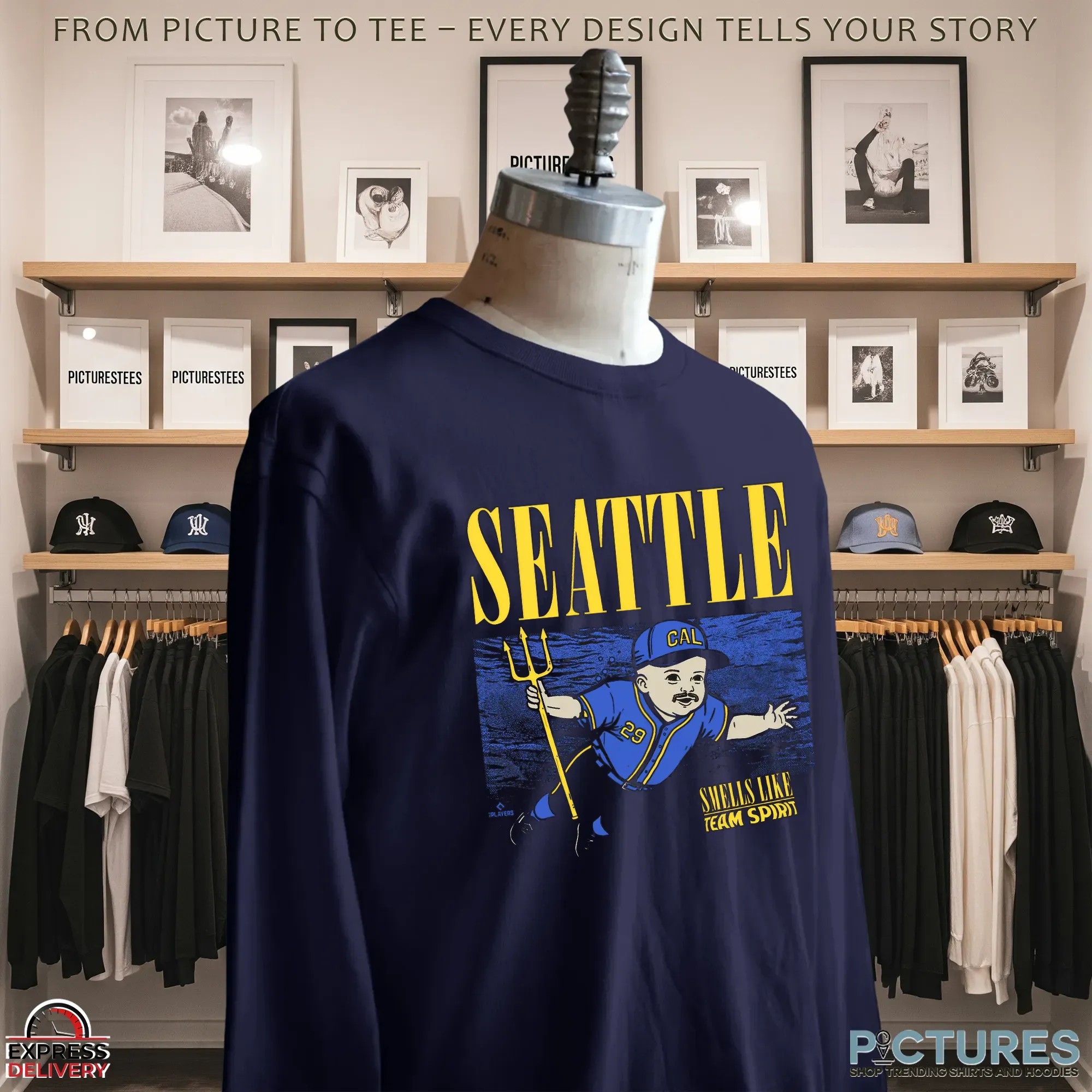 Smells Like Team Spirit Cal Raleigh Seattle Mariners Nirvana Nevermind Parody T Shirt