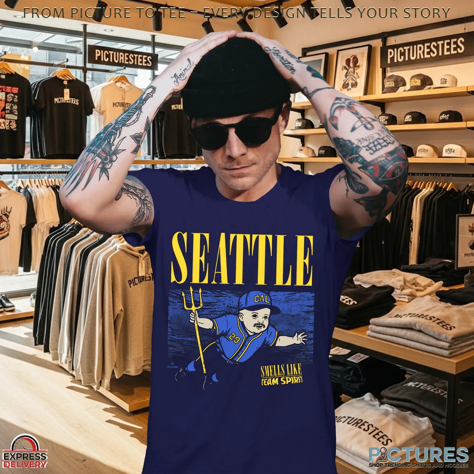 Smells Like Team Spirit Cal Raleigh Seattle Mariners Nirvana Nevermind Parody T Shirt