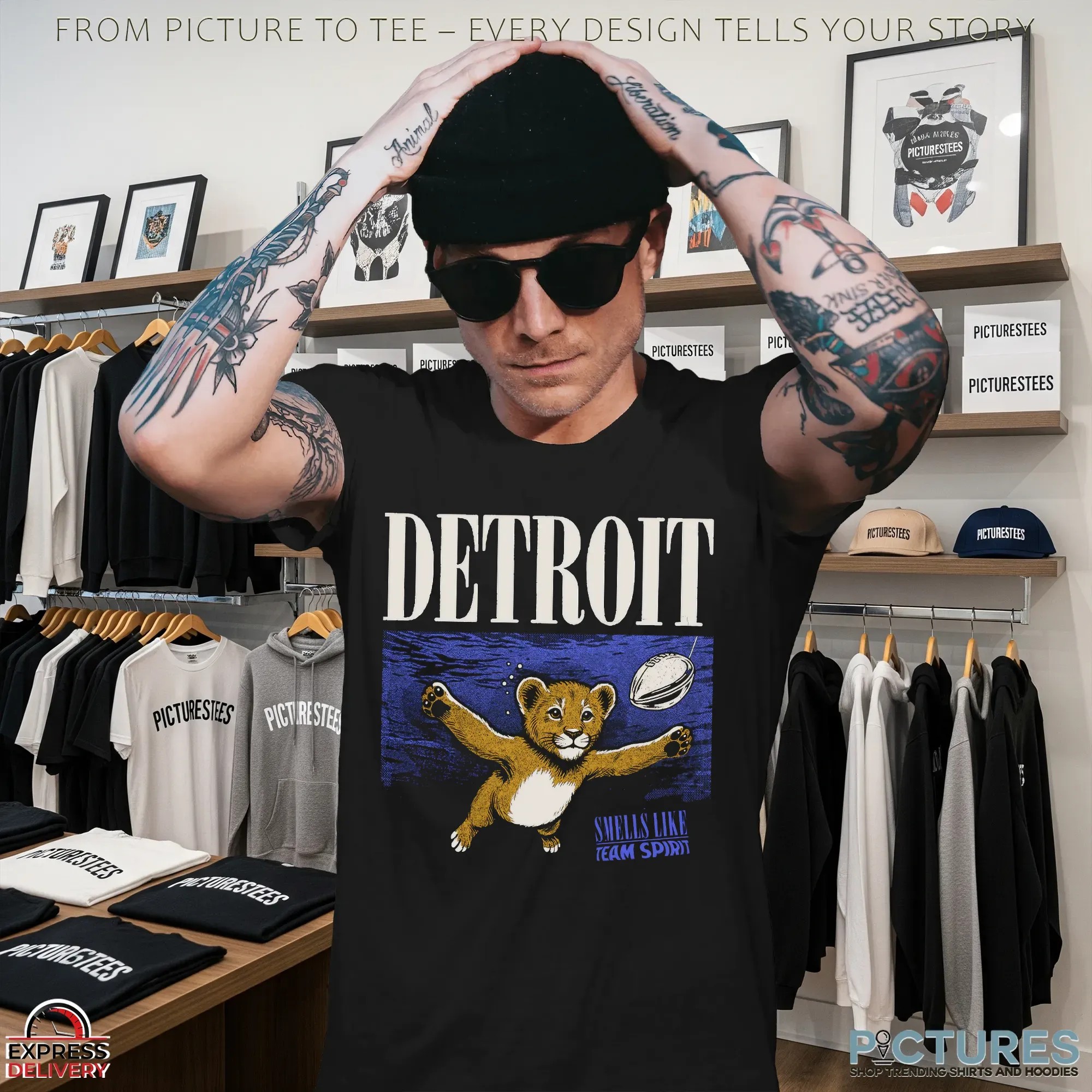 Smells Like Team Spirit Detroit Lions Nirvana Nevermind Parody T Shirt