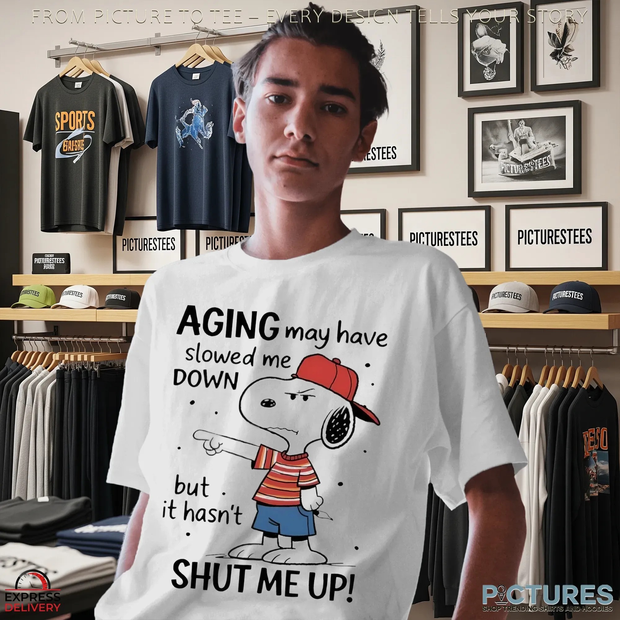 Snoopy Aging May Have Slowed Me Down But It Hasn't Shut Me Up The Peanuts Meme T Shirt