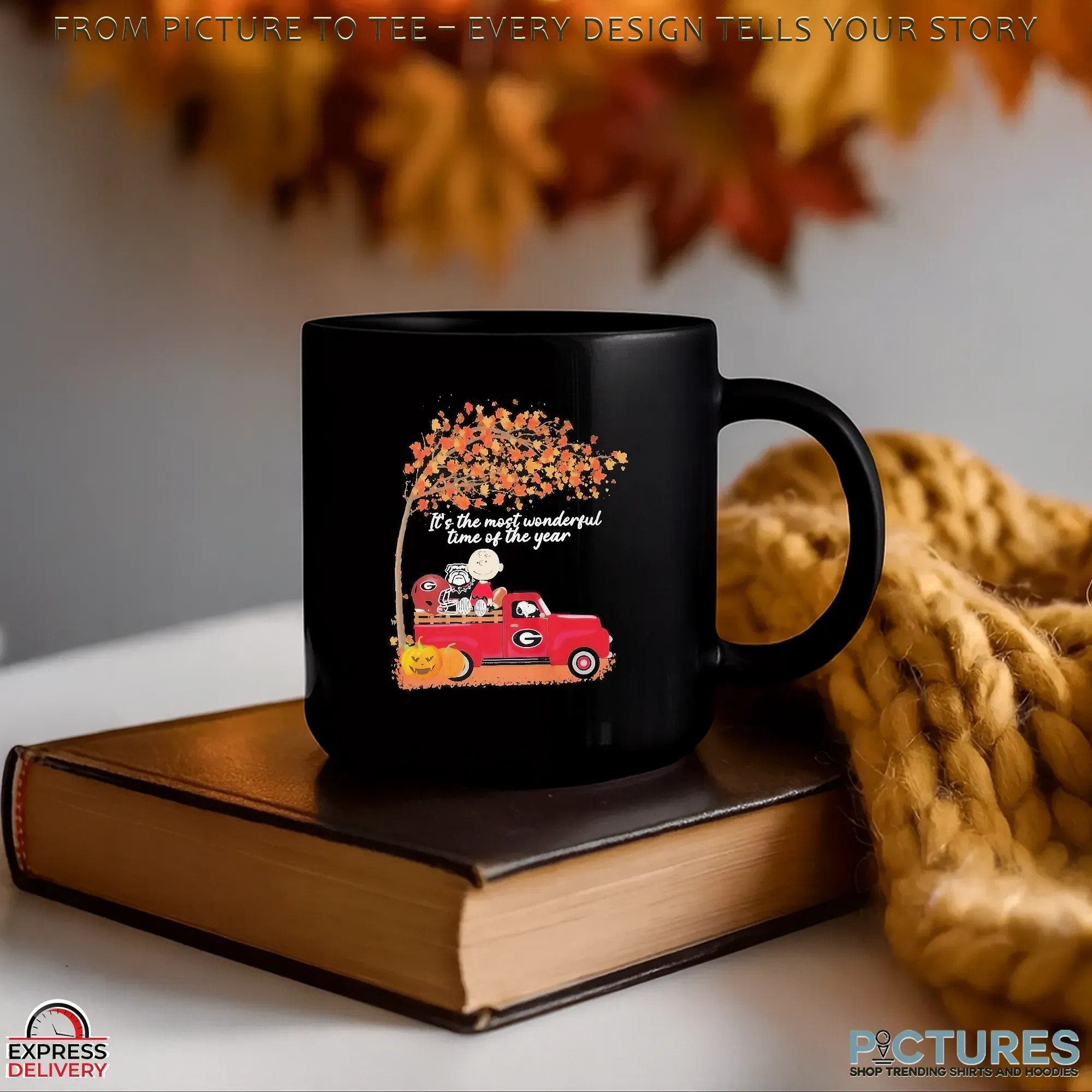 Snoopy And Charlie Brown The Peanuts Georgia Bulldogs Fall It’s The Most Wonderful Time Of The Year Mashup T Shirt