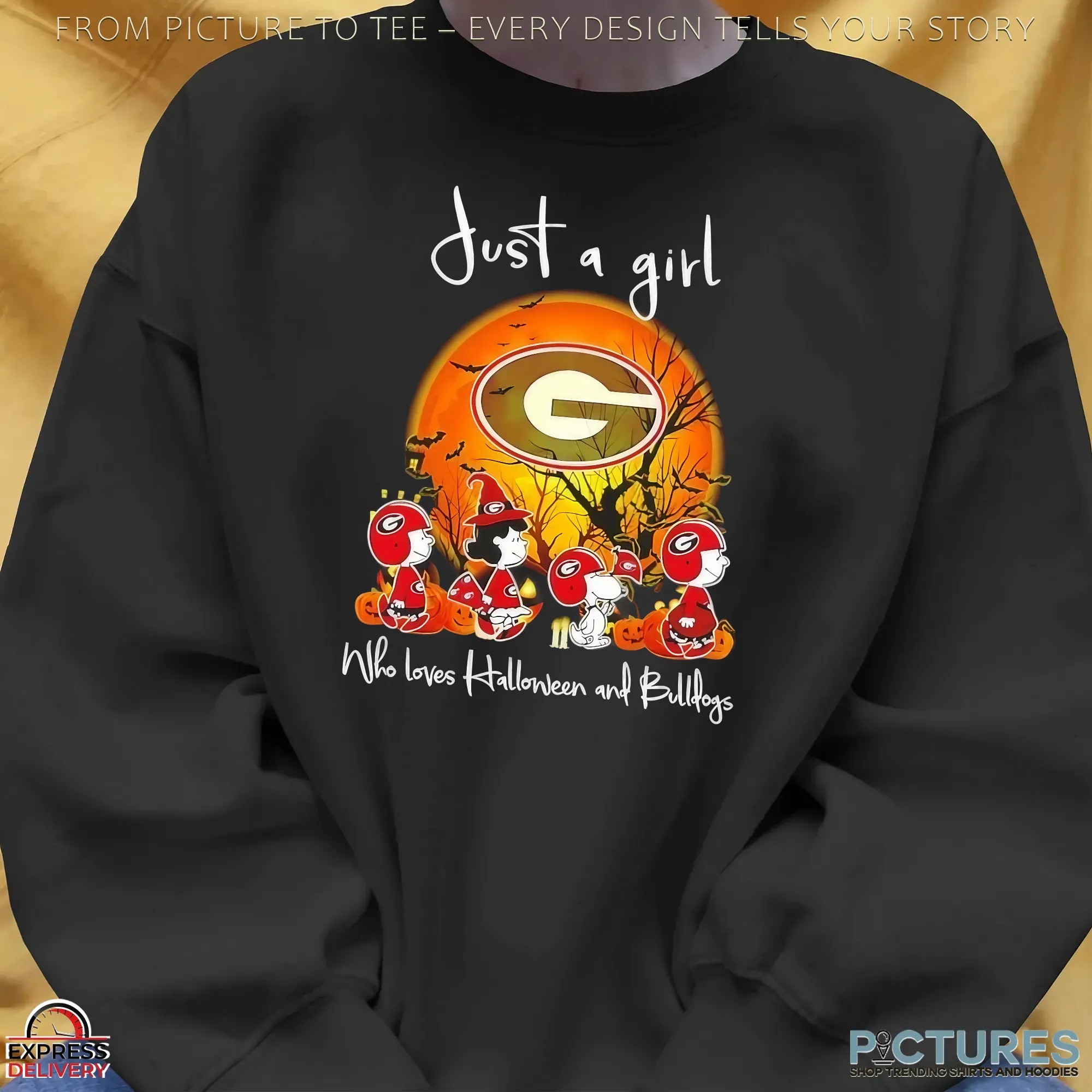 Snoopy And Friends The Peanuts Just A Girl Who Loves Halloween And Georgia Bulldogs Halloween T Shirt