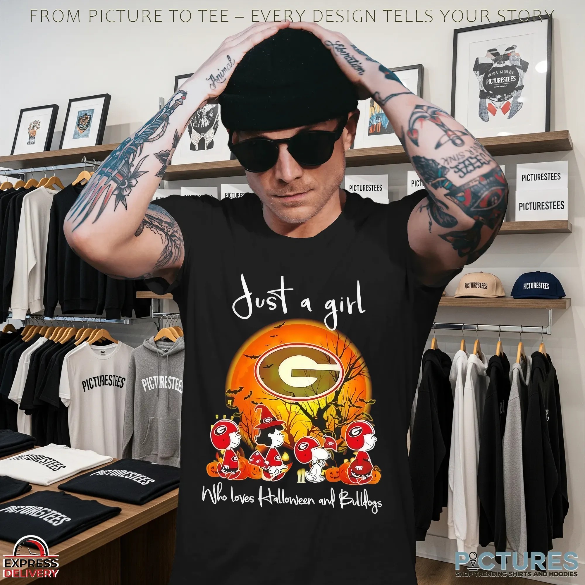 Snoopy And Friends The Peanuts Just A Girl Who Loves Halloween And Georgia Bulldogs Halloween T Shirt