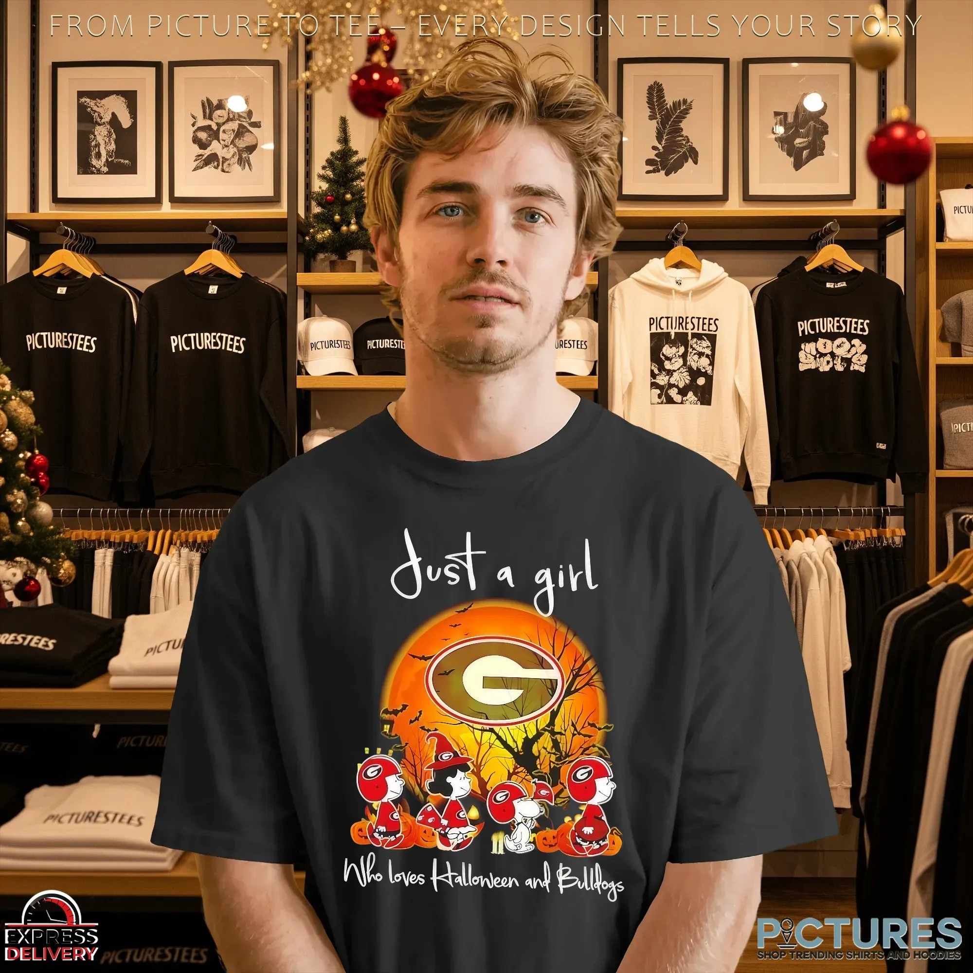 Snoopy And Friends The Peanuts Just A Girl Who Loves Halloween And Georgia Bulldogs Halloween T Shirt