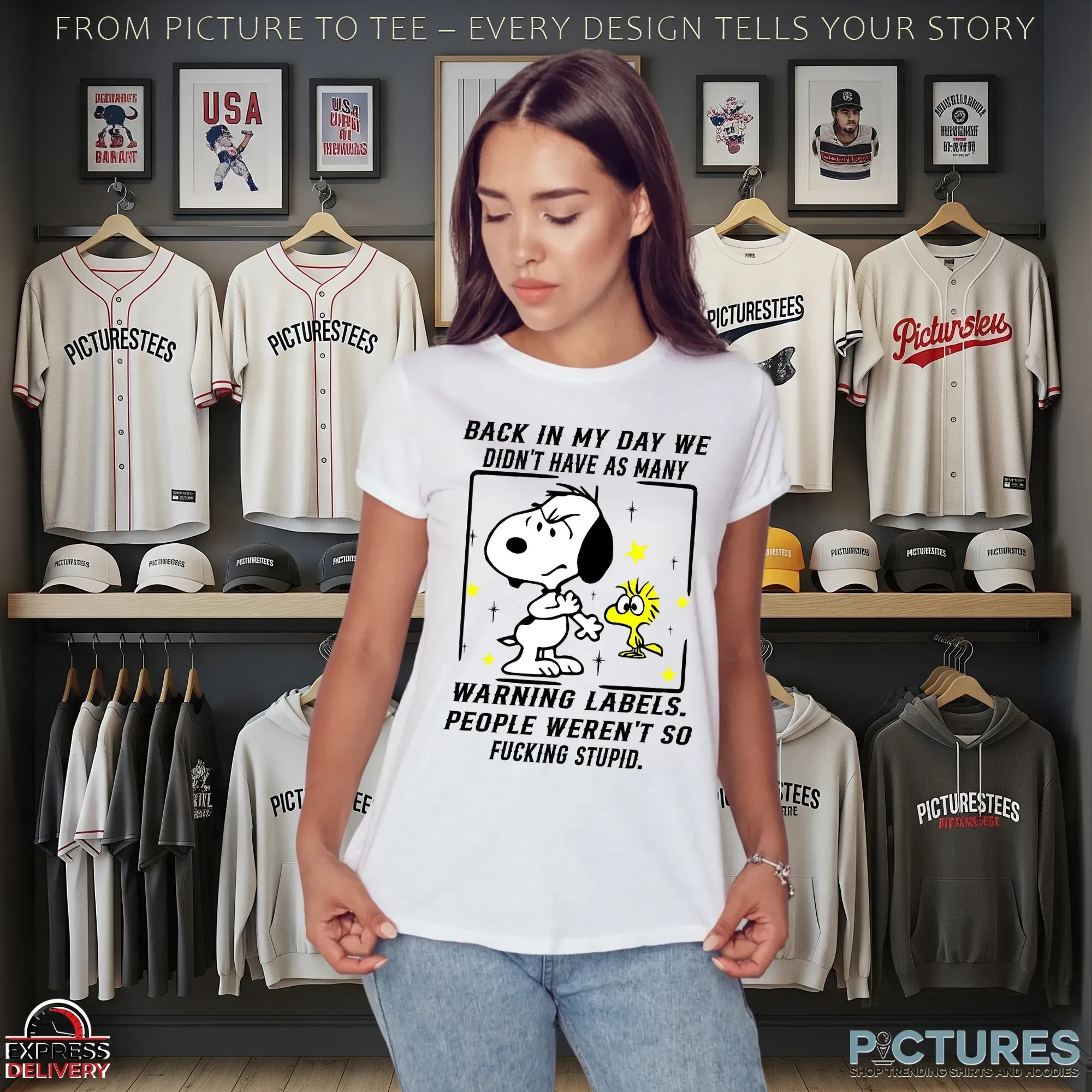 Snoopy And Woodstock Back In My Day We Didn't Have As Many Warning Labels People Weren't So Fucking Stupid T Shirt