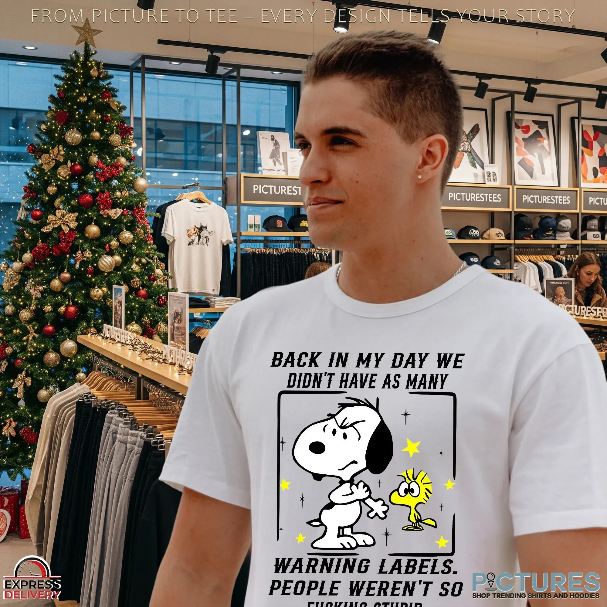 Snoopy And Woodstock Back In My Day We Didn't Have As Many Warning Labels People Weren't So Fucking Stupid T Shirt