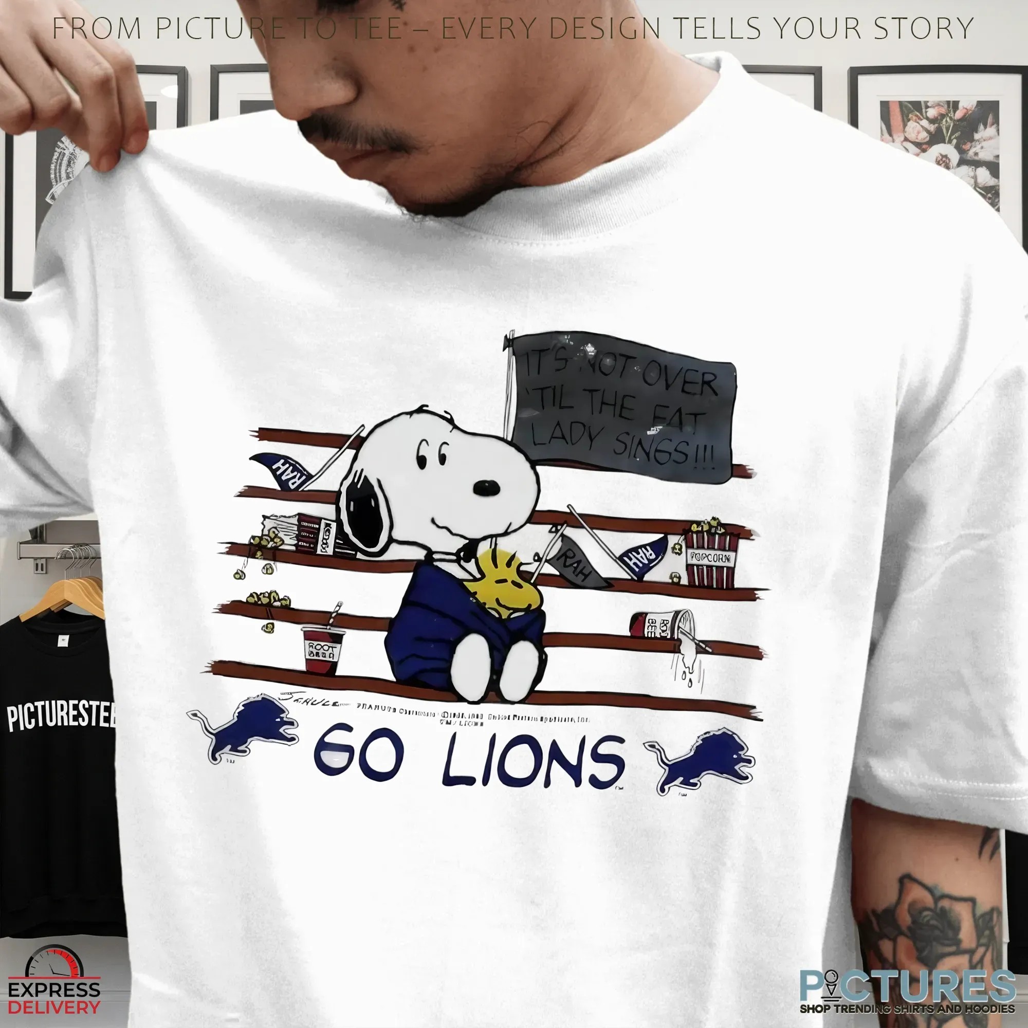 Snoopy And Woodstock Go Lions It’s Not Over Till The Fat Lady Sings Mashup T Shirt Snoopy And Woodstock Go Lions It’s Not Over Till The Fat Lady Sings Mashup T Shirt