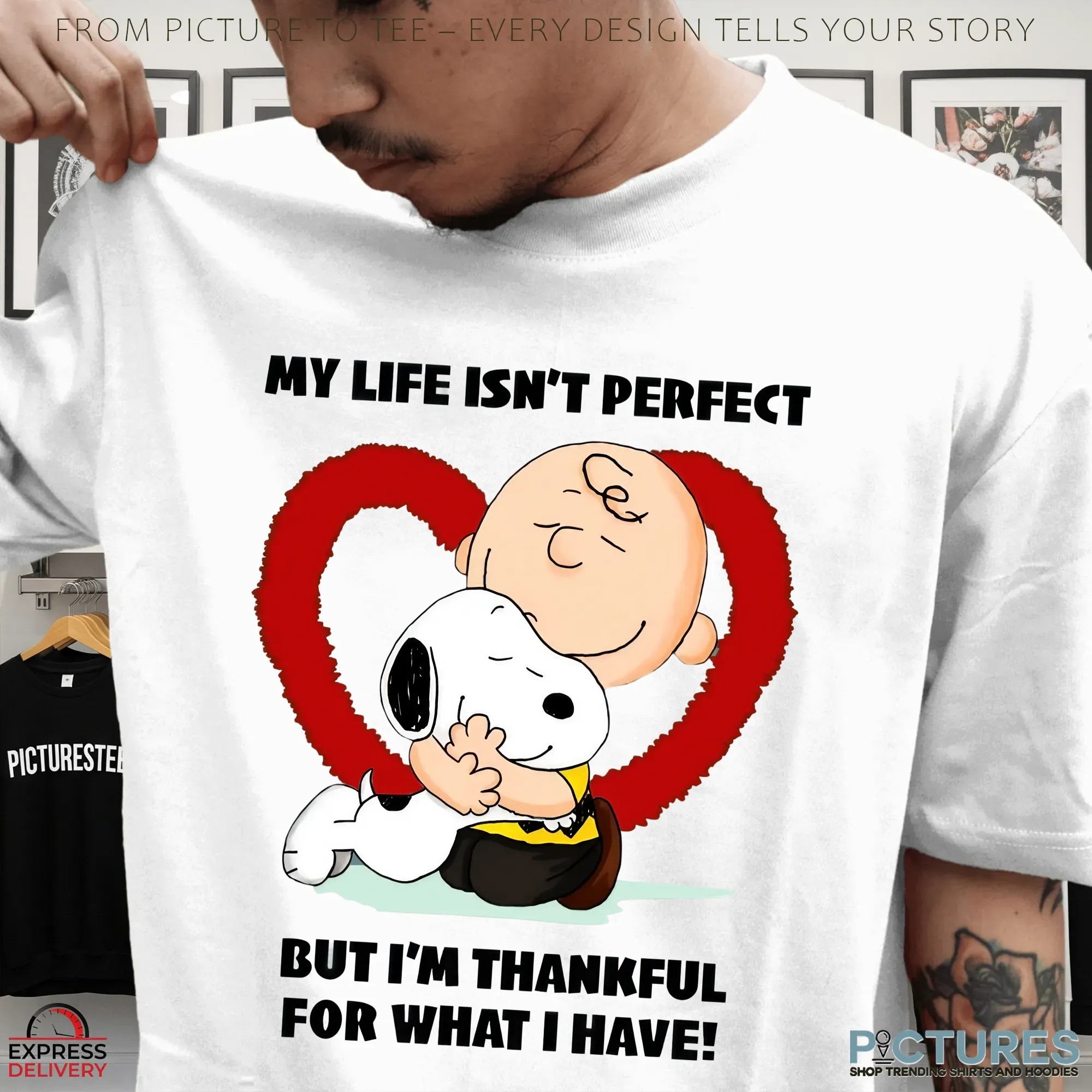 Snoopy Charlie Brown My Life Isn't Perfect But I'm Thankful For What I Have Shirt