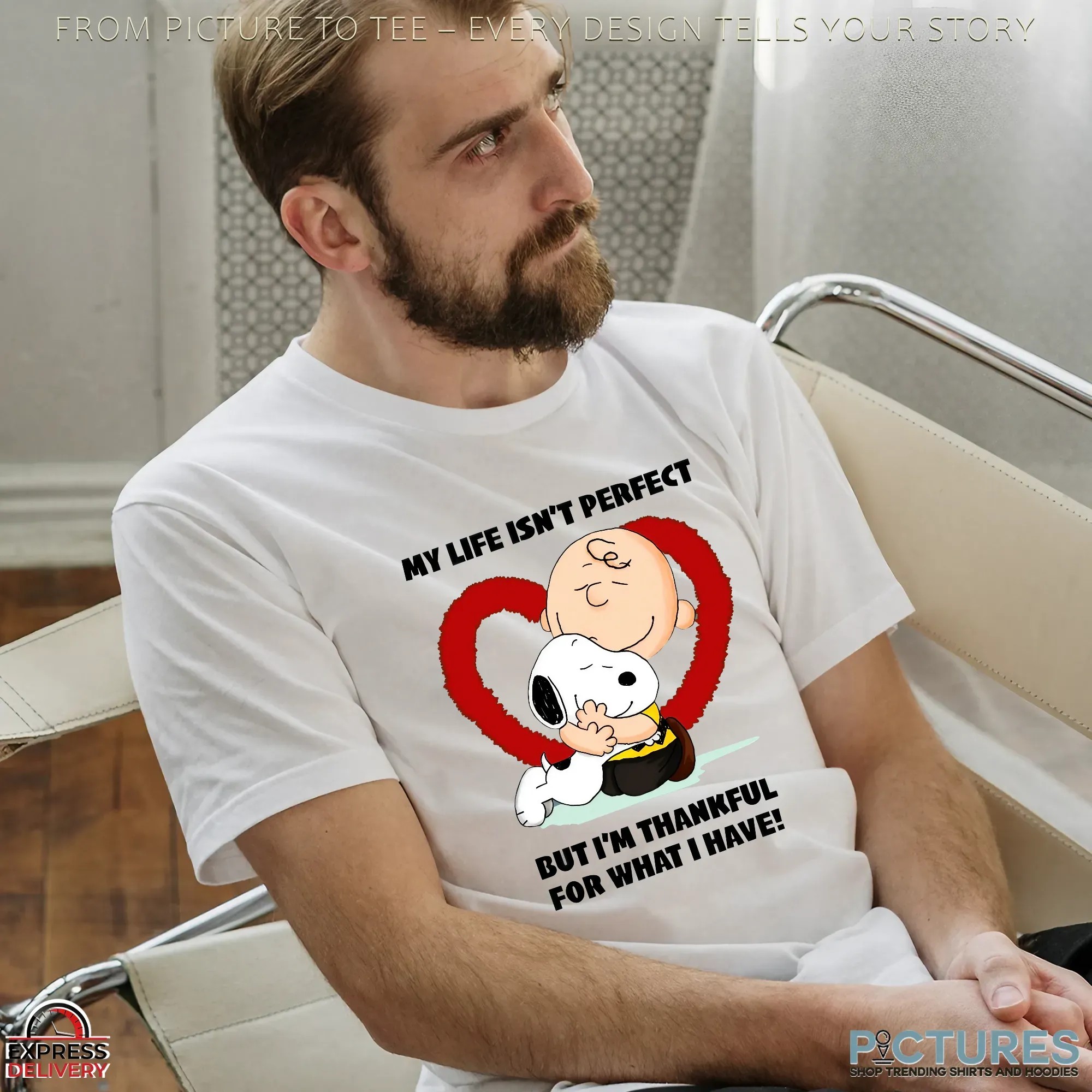 Snoopy Charlie Brown My Life Isn't Perfect But I'm Thankful For What I Have Shirt