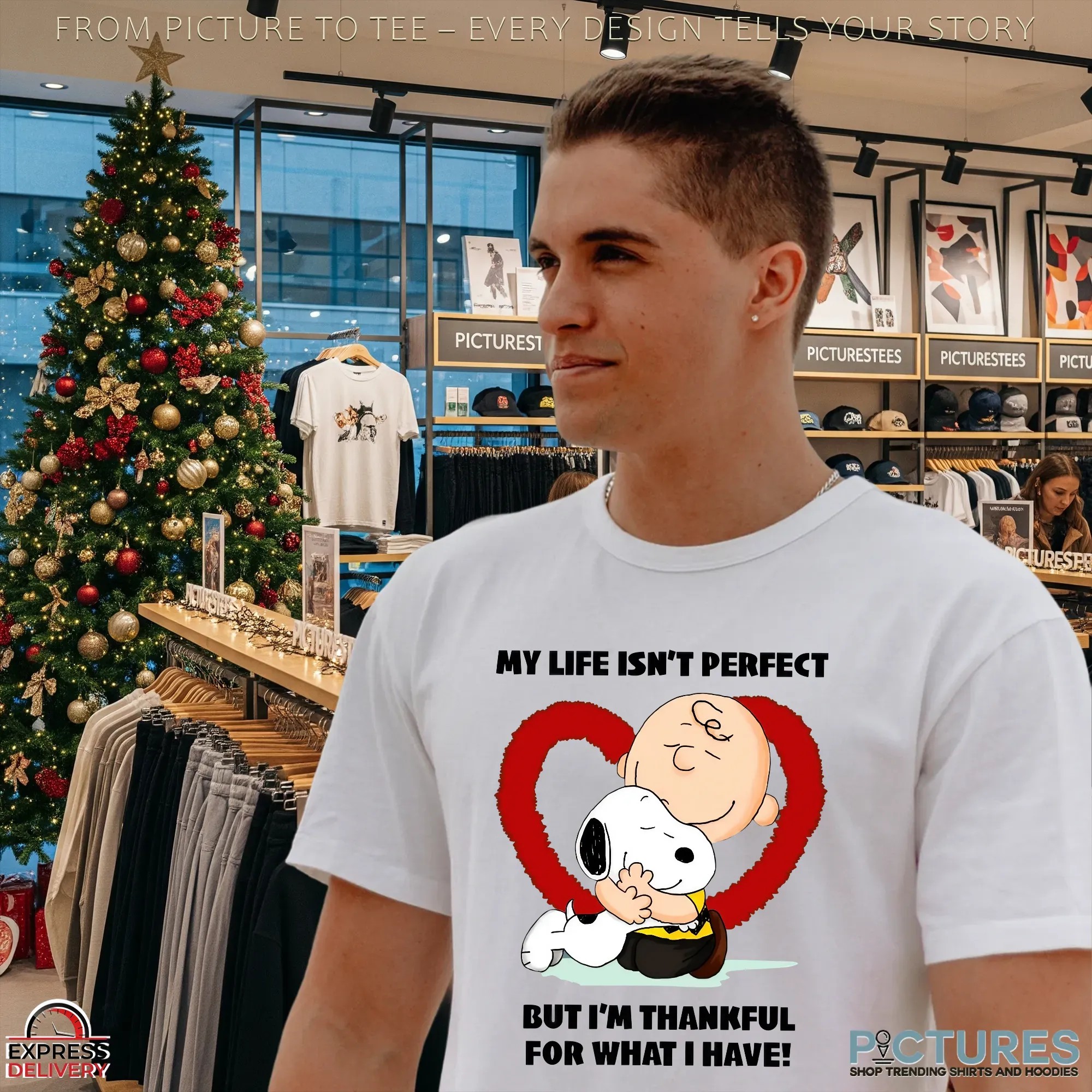 Snoopy Charlie Brown My Life Isn't Perfect But I'm Thankful For What I Have Shirt