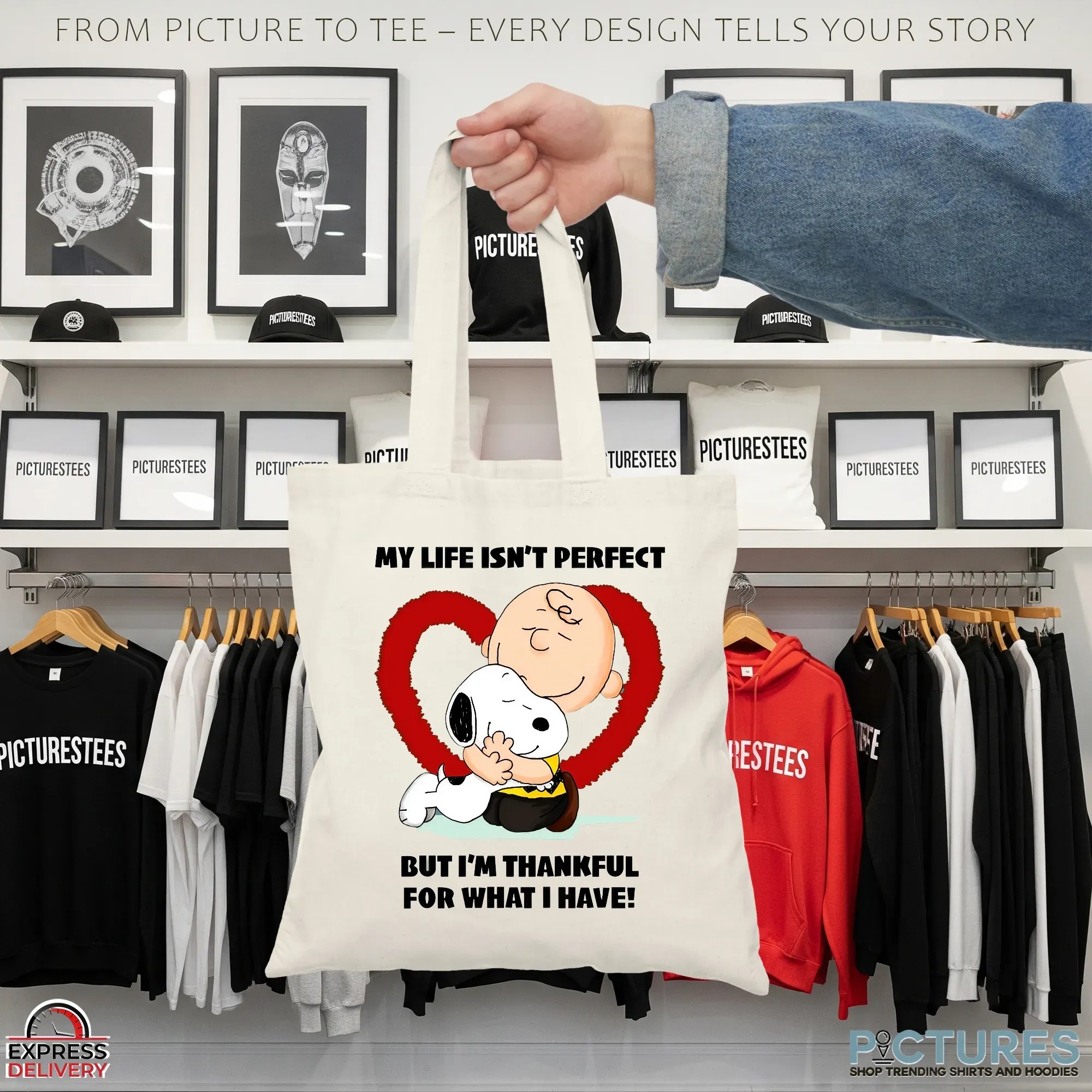 Snoopy Charlie Brown My Life Isn't Perfect But I'm Thankful For What I Have Shirt