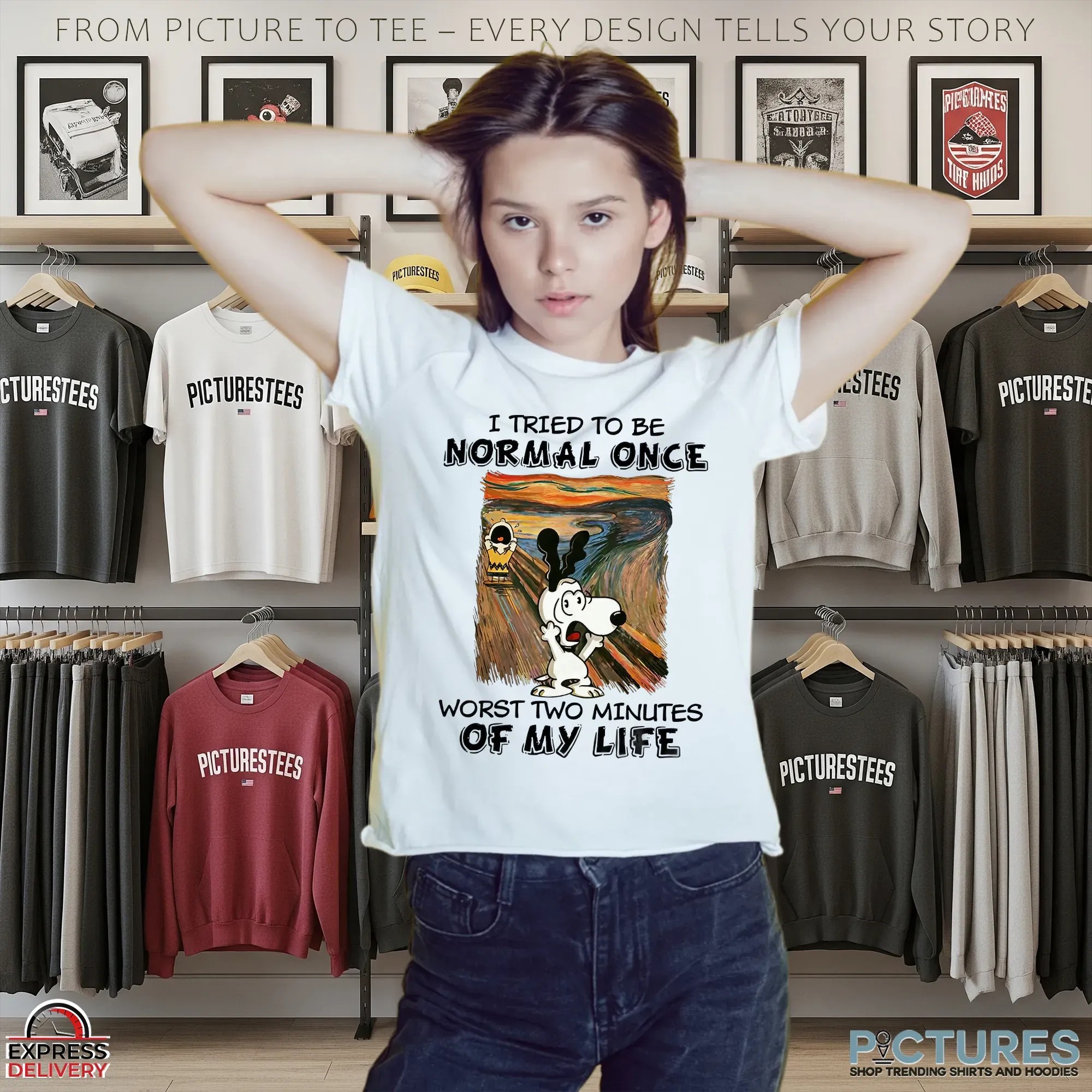 Snoopy I Tried To Be Normal Once Worst Two Minutes Of My Life Scream Parody T Shirt