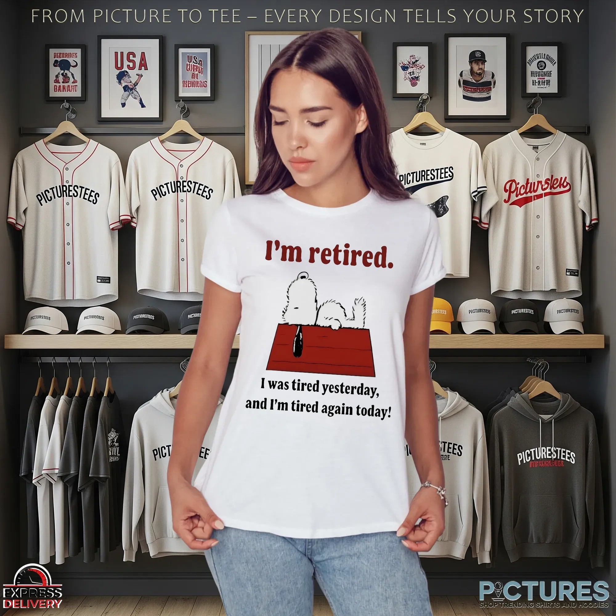 Snoopy I'm Retired I Was Tired Yesterday And I'm Tired Again Today Lazy The Peanuts Meme T Shirt