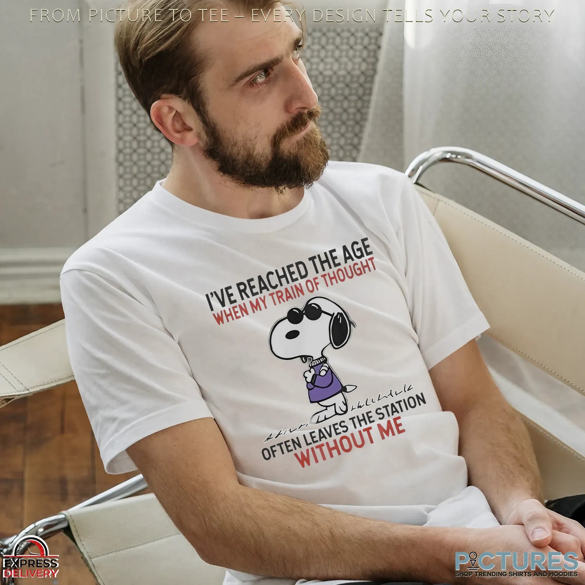 Snoopy I've Reached The Age When My Train Of Thought Often Leaves The Station Without Me Meme T Shirt