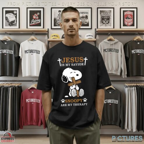 Snoopy Jesus Is My Savior Snoopy Are My Therapy Christian T Shirt