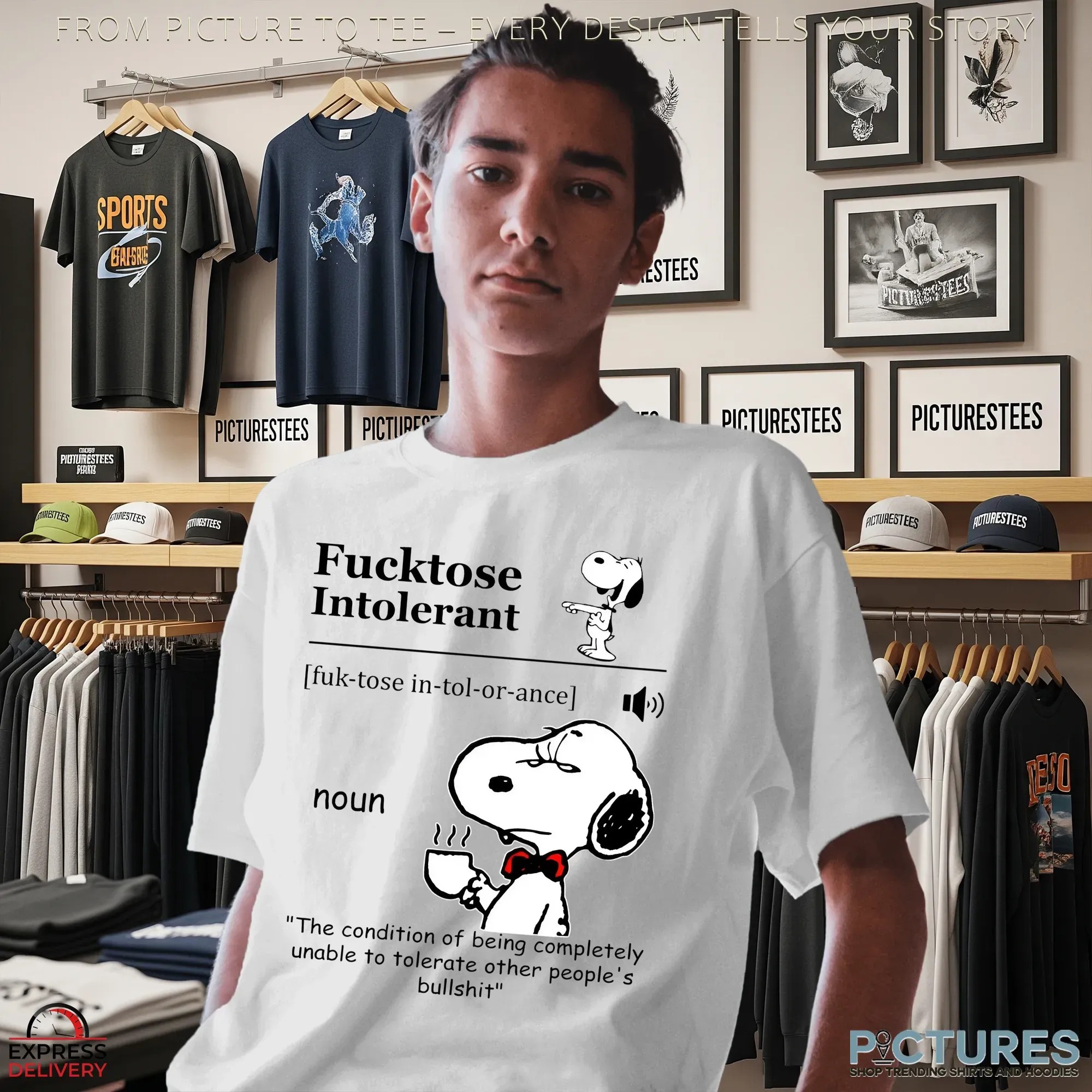 Snoopy Meme Fucktose Intolerant Definition Noun The Condition Of Being Completely Unable To Tolerate Other People's Bullshit T Shirt