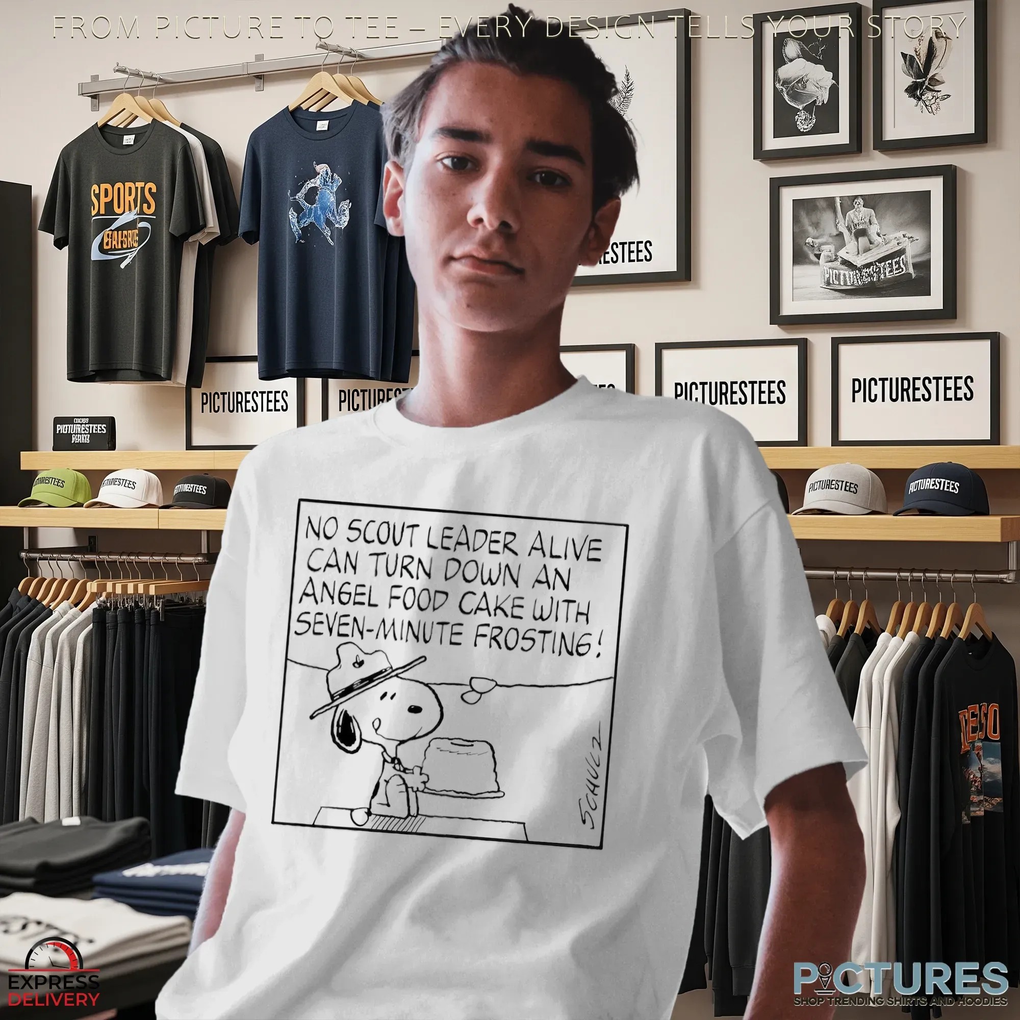 Snoopy No Scout Leader Alive Can Turn Down An Angel Food Cake With Seven Minute Frosting The Peanuts Meme T Shirt Snoopy No Scout Leader Alive Can Turn Down An Angel Food Cake With Seven Minute Frosting The Peanuts Meme T Shirt