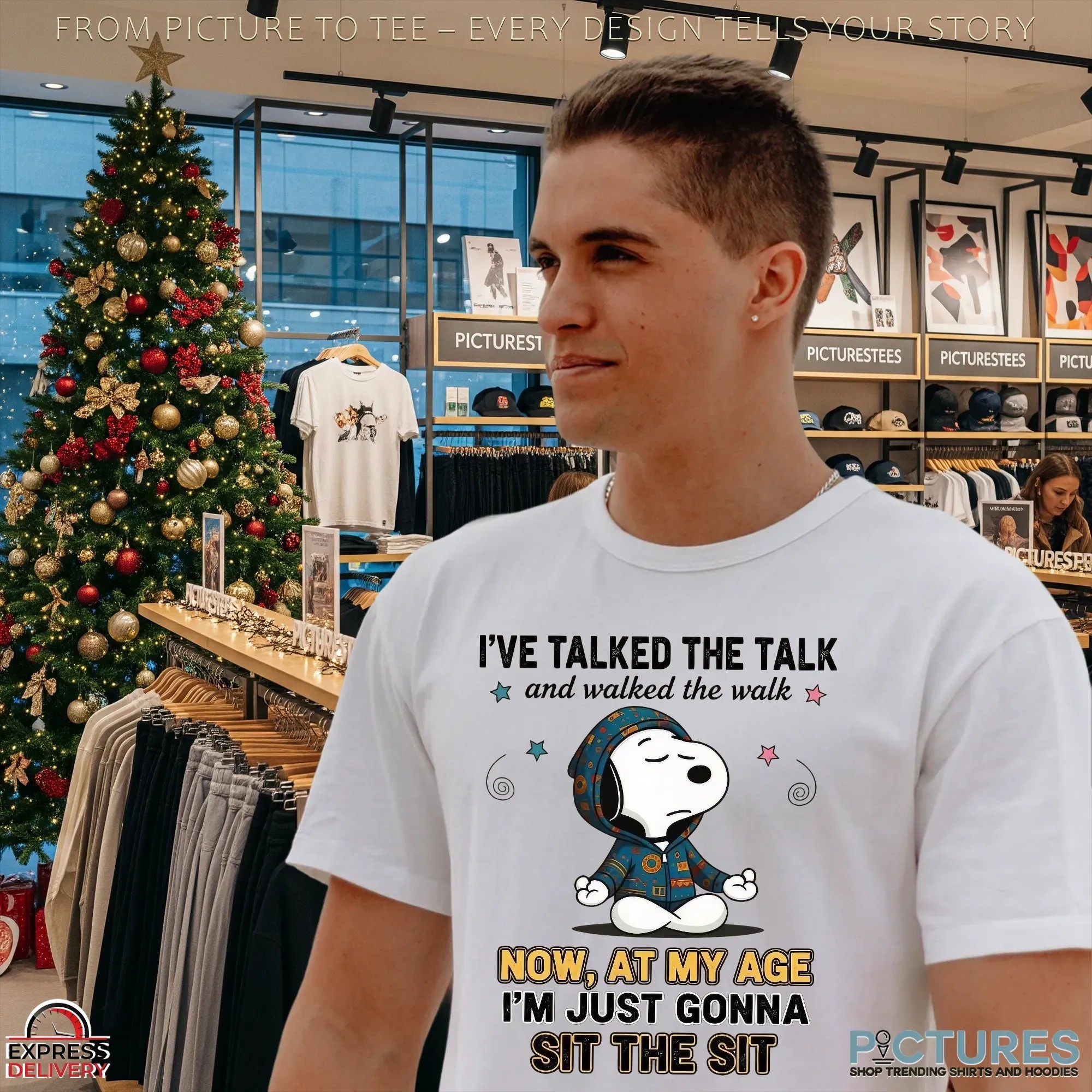 Snoopy The Peanuts I've Talked The Talk And Walked The Walk Now, At My Age I'm Just Gonna Sit The Sit T Shirt