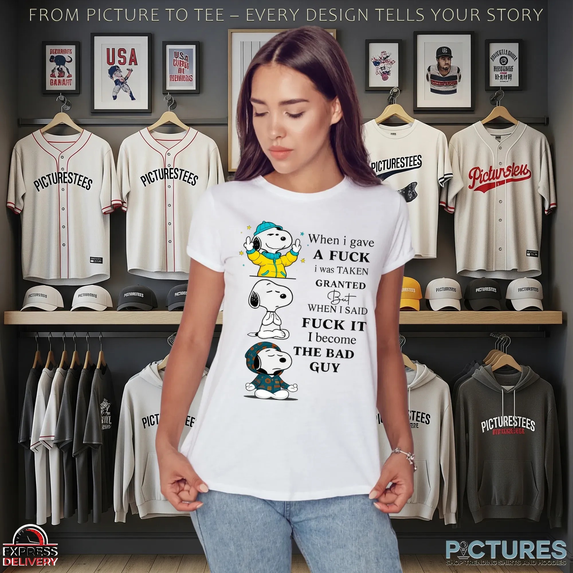 Snoopy The Peanuts When I Gave A Fuck I Was Taken Granted But When I Said Fuck It I Become The Bad Guy T Shirt