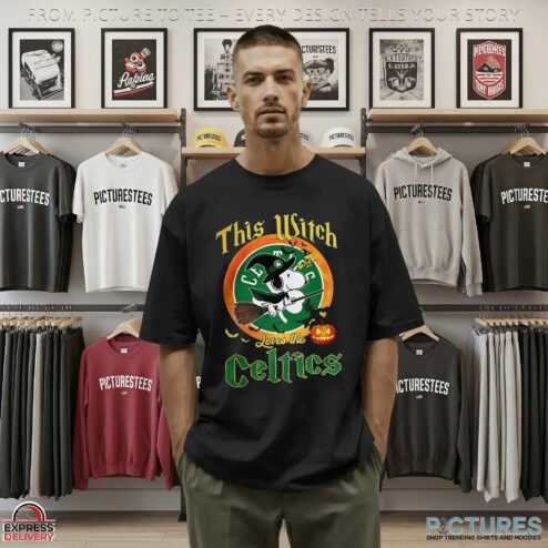 Snoopy This Witch Loves The Boston Celtics Halloween The Peanuts Mashup T Shirt