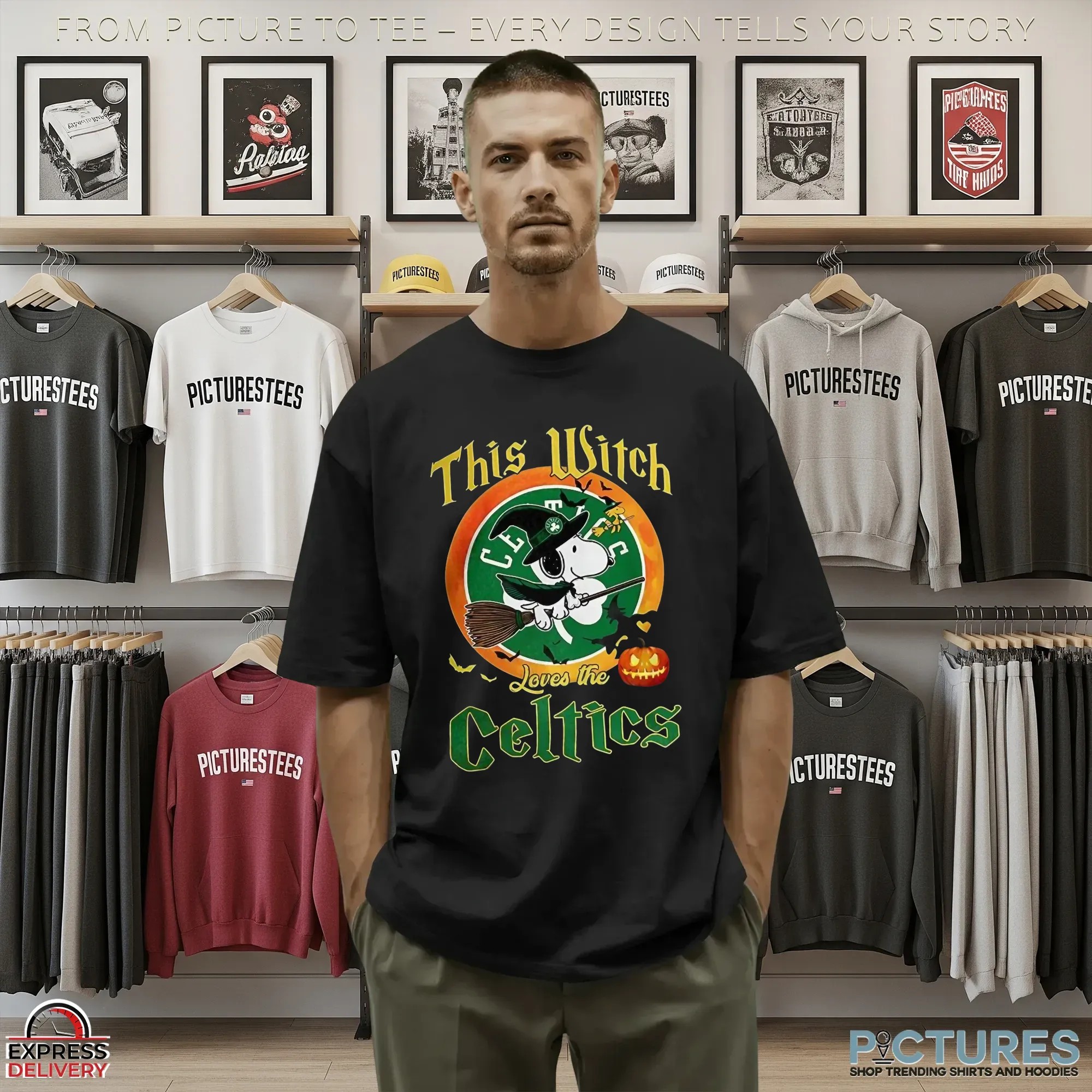 Snoopy This Witch Loves The Boston Celtics Halloween The Peanuts Mashup T Shirt