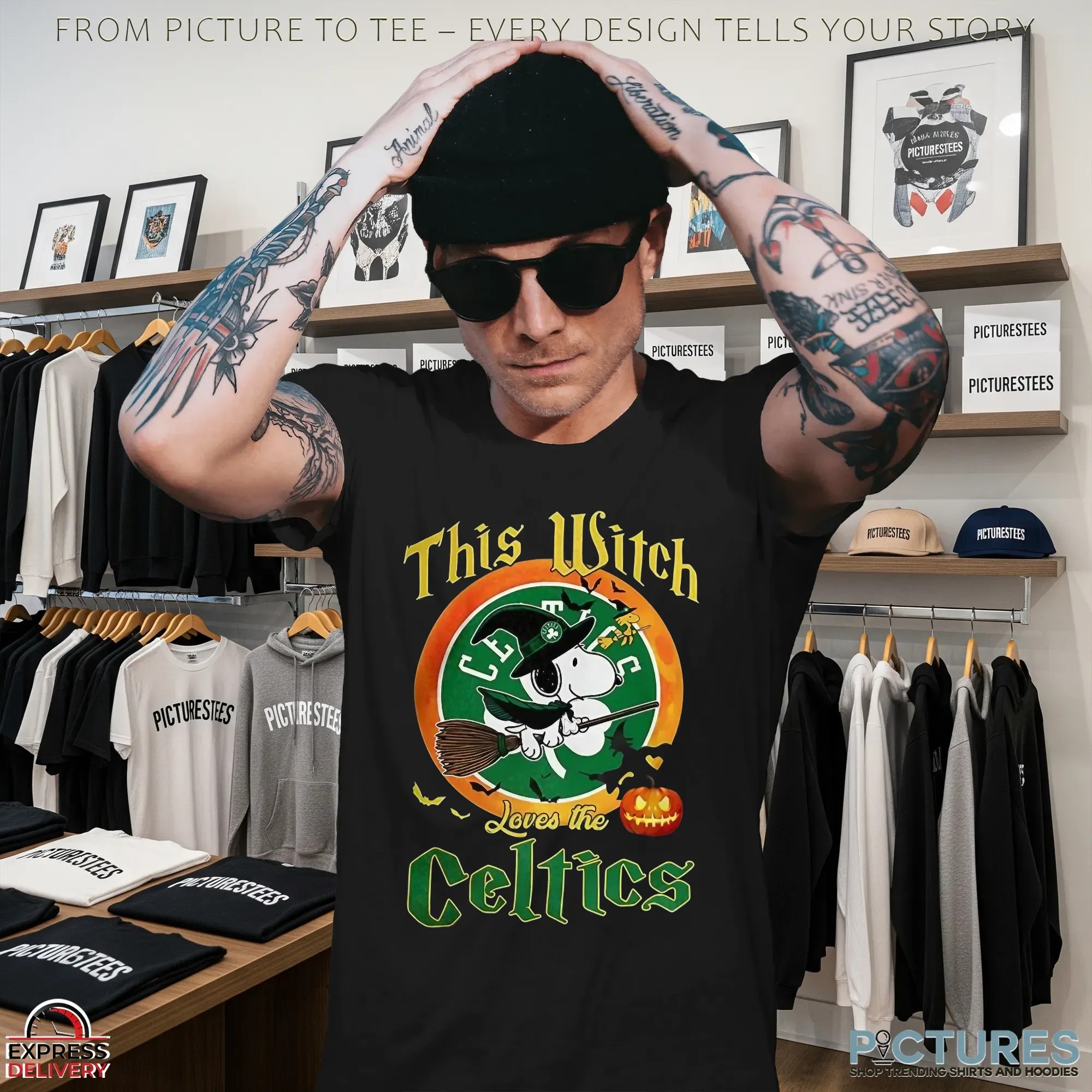 Snoopy This Witch Loves The Boston Celtics Halloween The Peanuts Mashup T Shirt