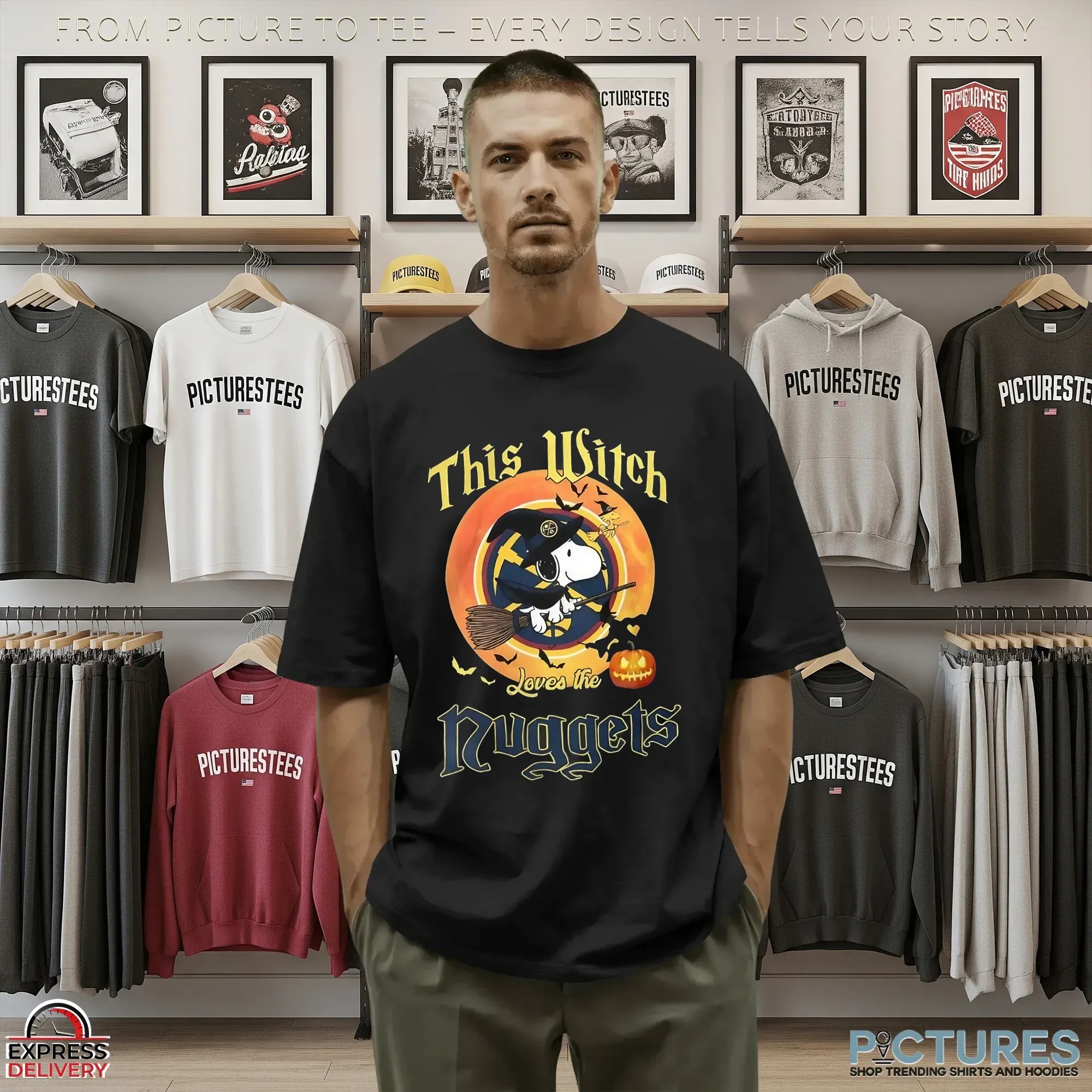 Snoopy This Witch Loves The Denver Nuggets Halloween The Peanuts Mashup T Shirt