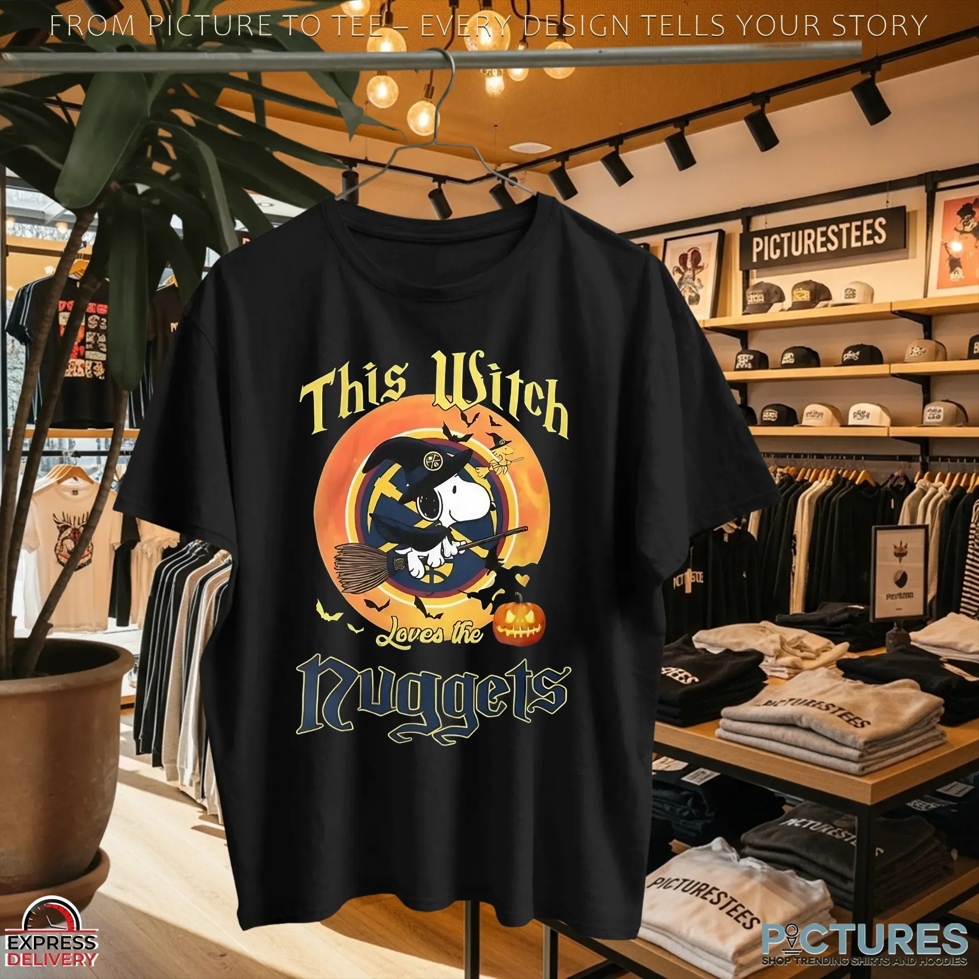 Snoopy This Witch Loves The Denver Nuggets Halloween The Peanuts Mashup T Shirt