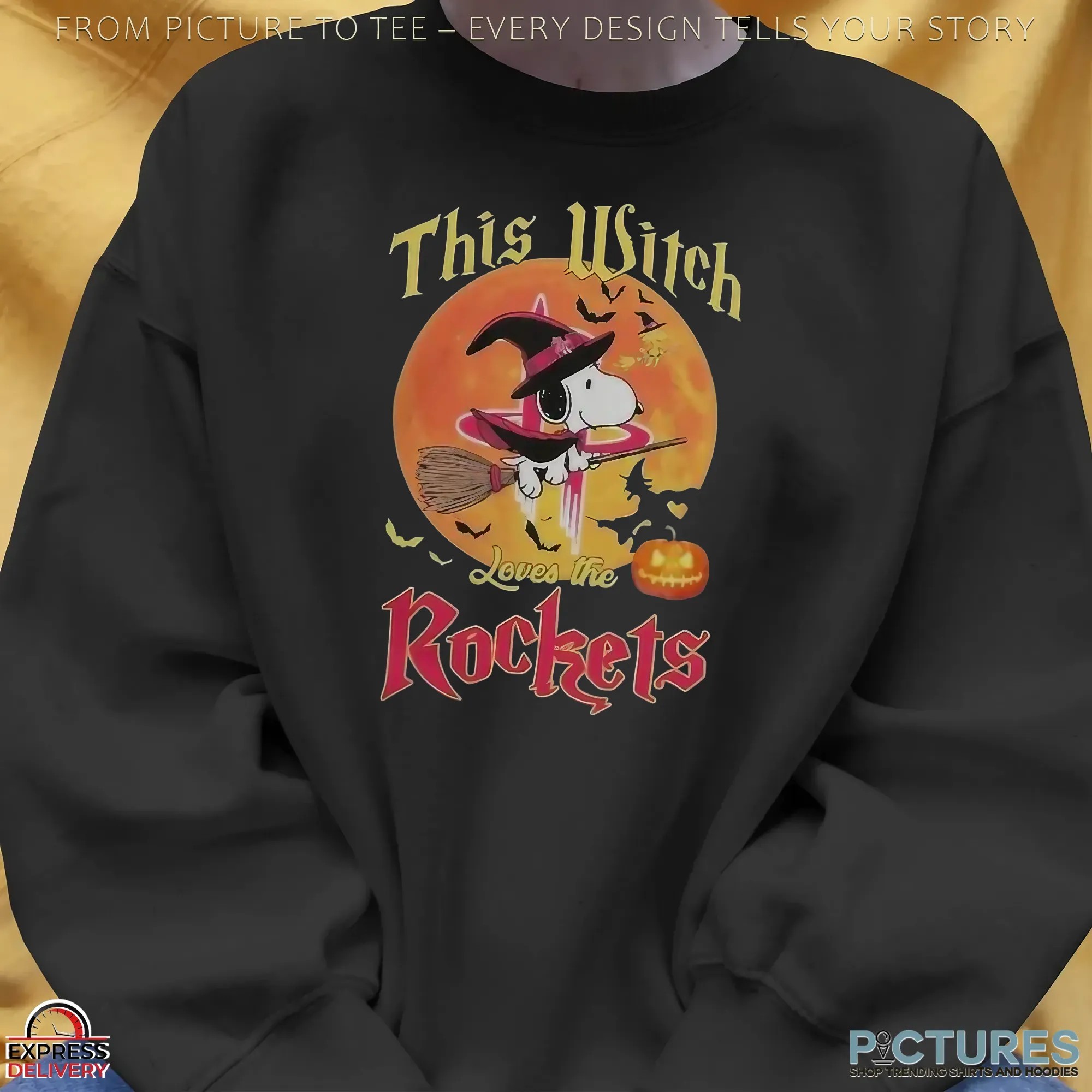 Snoopy This Witch Loves The Houston Rockets Halloween The Peanuts Mashup T Shirt