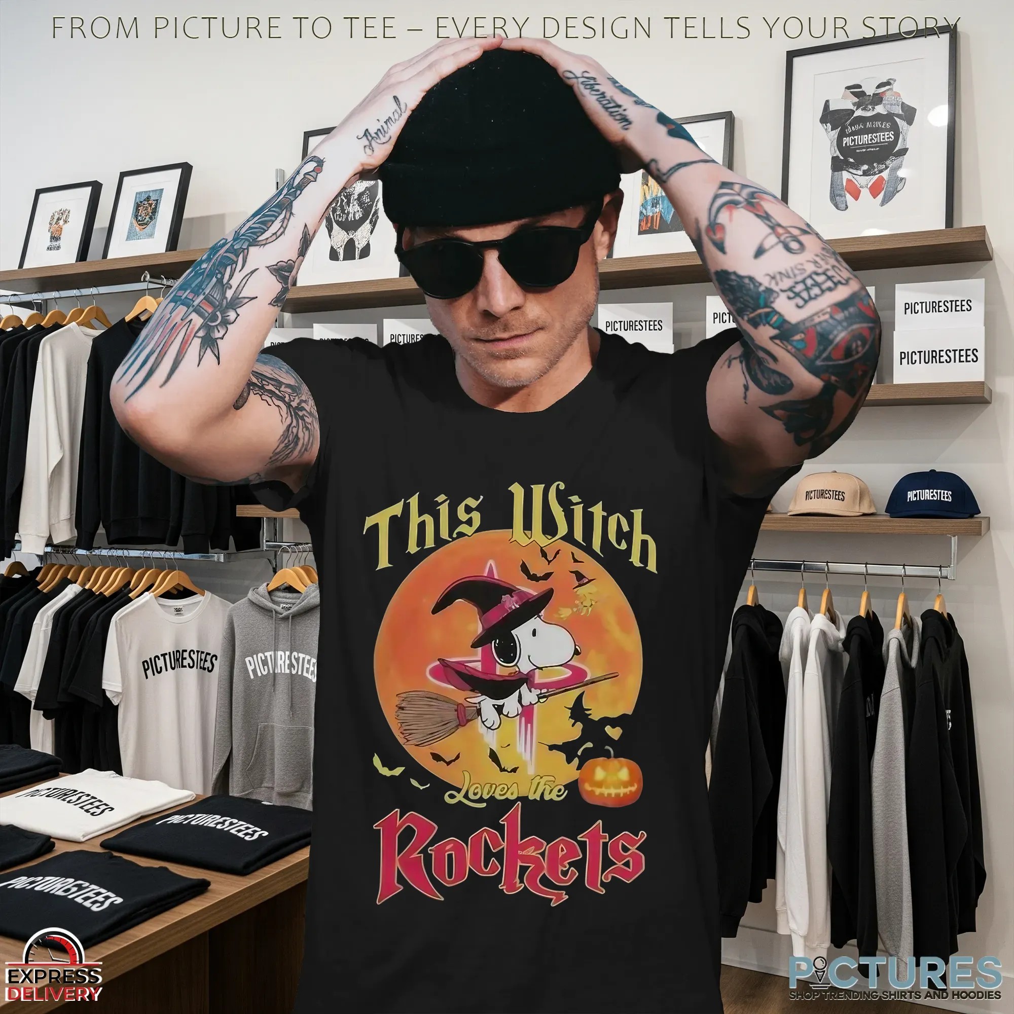Snoopy This Witch Loves The Houston Rockets Halloween The Peanuts Mashup T Shirt