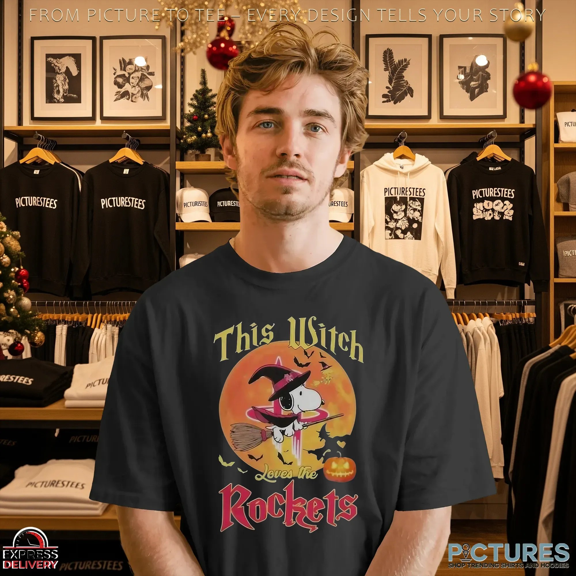 Snoopy This Witch Loves The Houston Rockets Halloween The Peanuts Mashup T Shirt