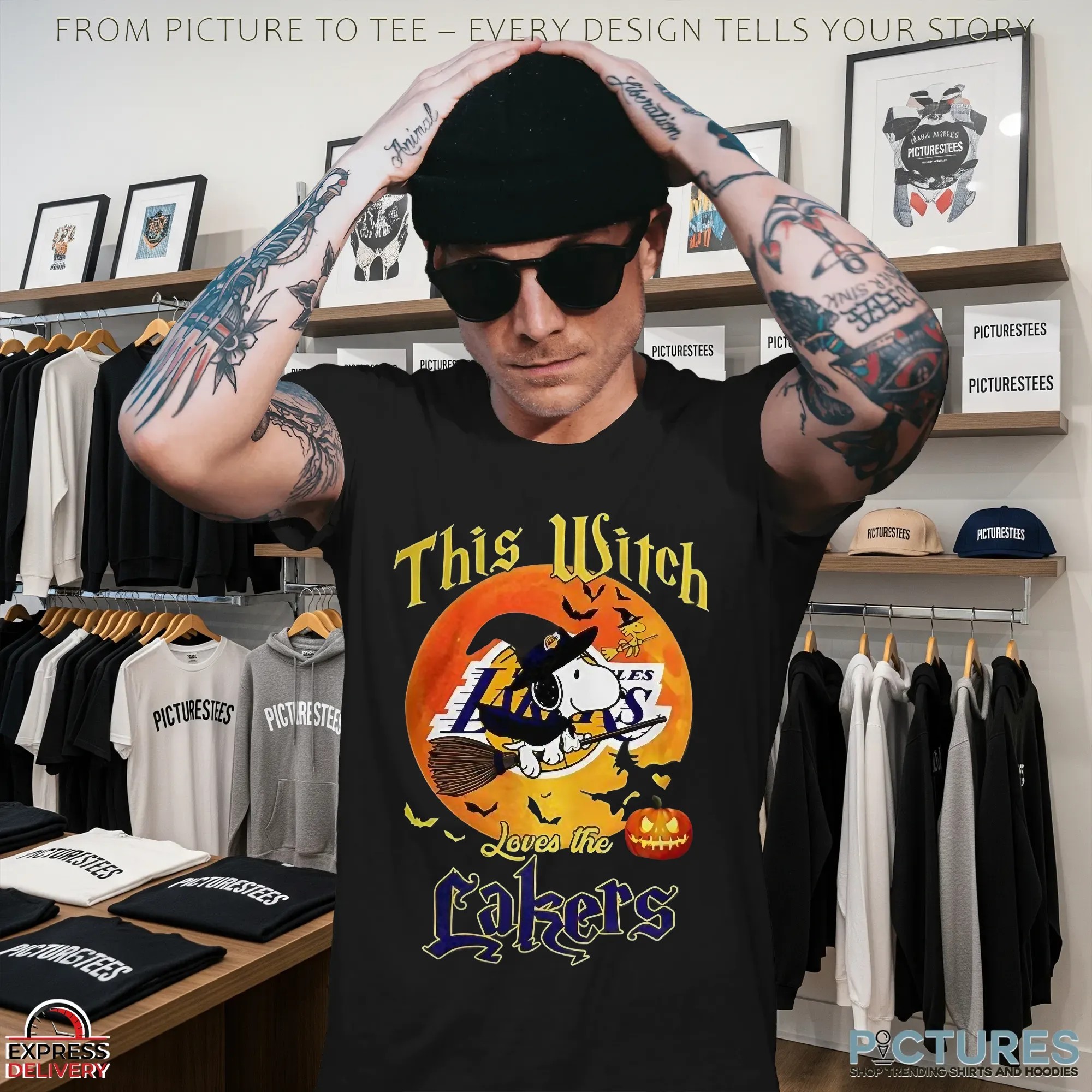 Snoopy This Witch Loves The Los Angeles Lakers Halloween The Peanuts Mashup T Shirt