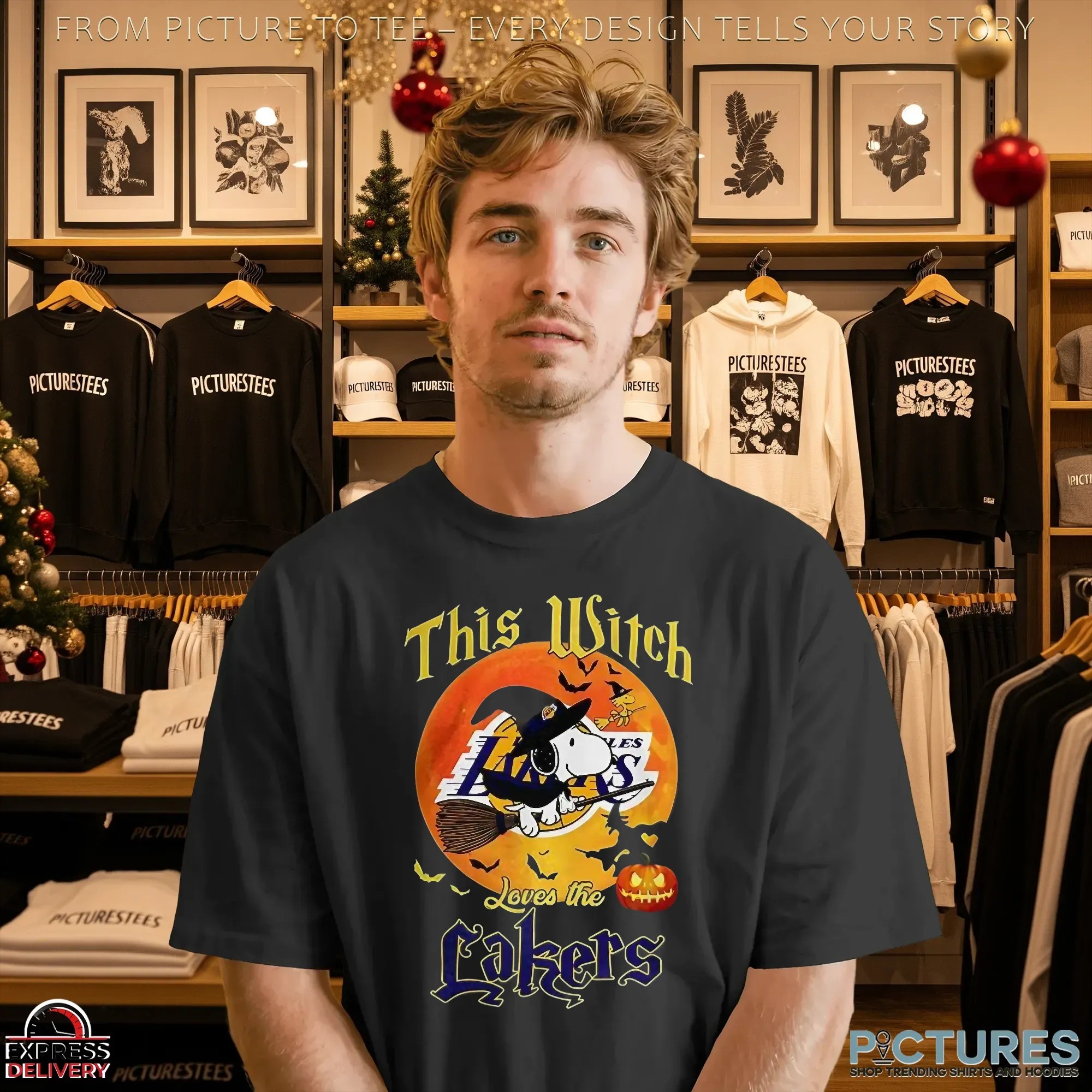 Snoopy This Witch Loves The Los Angeles Lakers Halloween The Peanuts Mashup T Shirt