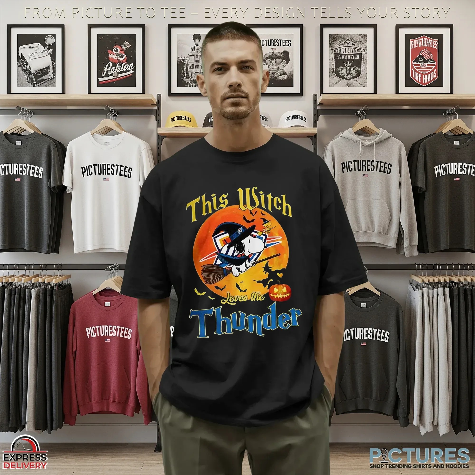 Snoopy This Witch Loves The Oklahoma City Thunder Halloween The Peanuts Mashup T Shirt