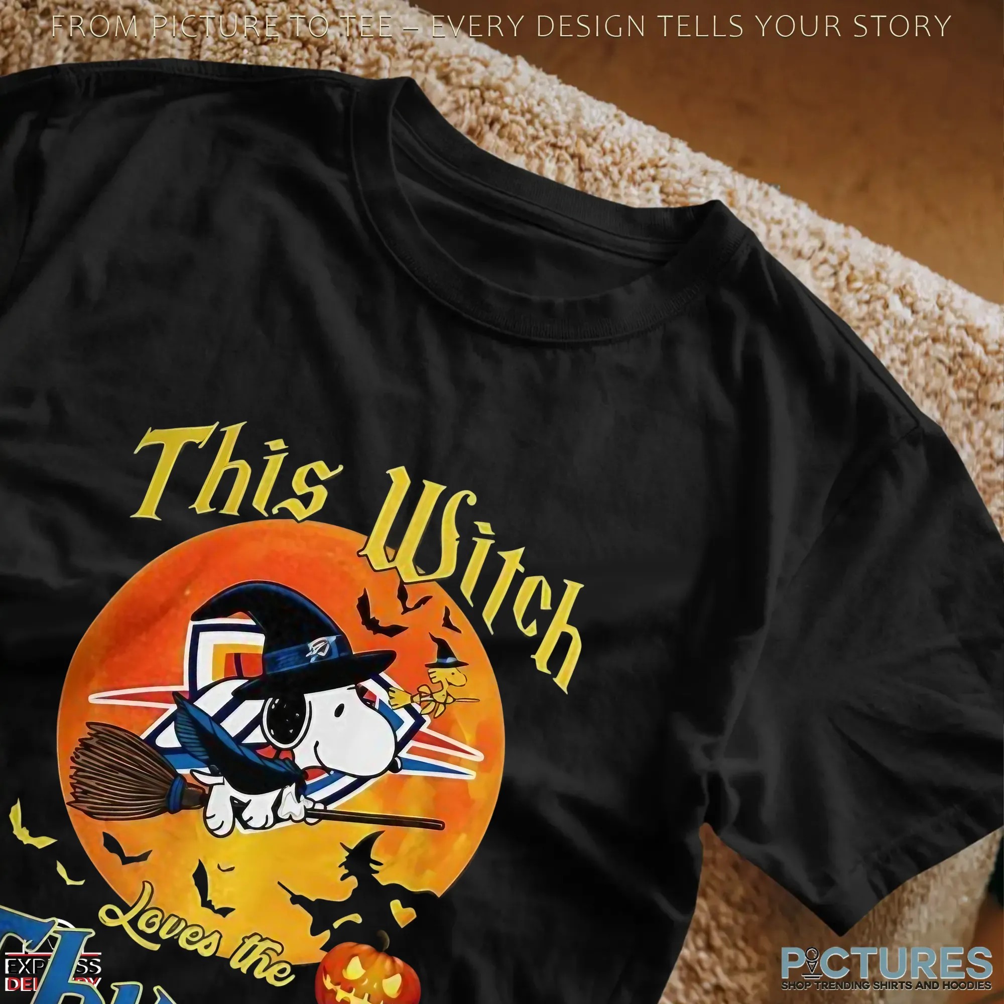 Snoopy This Witch Loves The Oklahoma City Thunder Halloween The Peanuts Mashup T Shirt