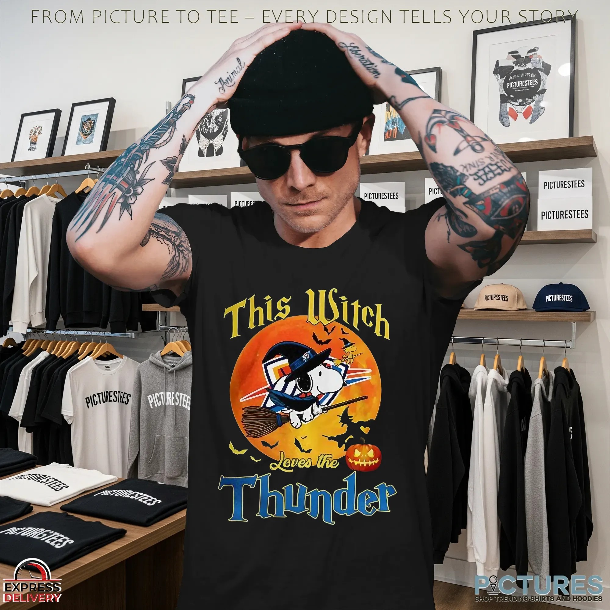 Snoopy This Witch Loves The Oklahoma City Thunder Halloween The Peanuts Mashup T Shirt