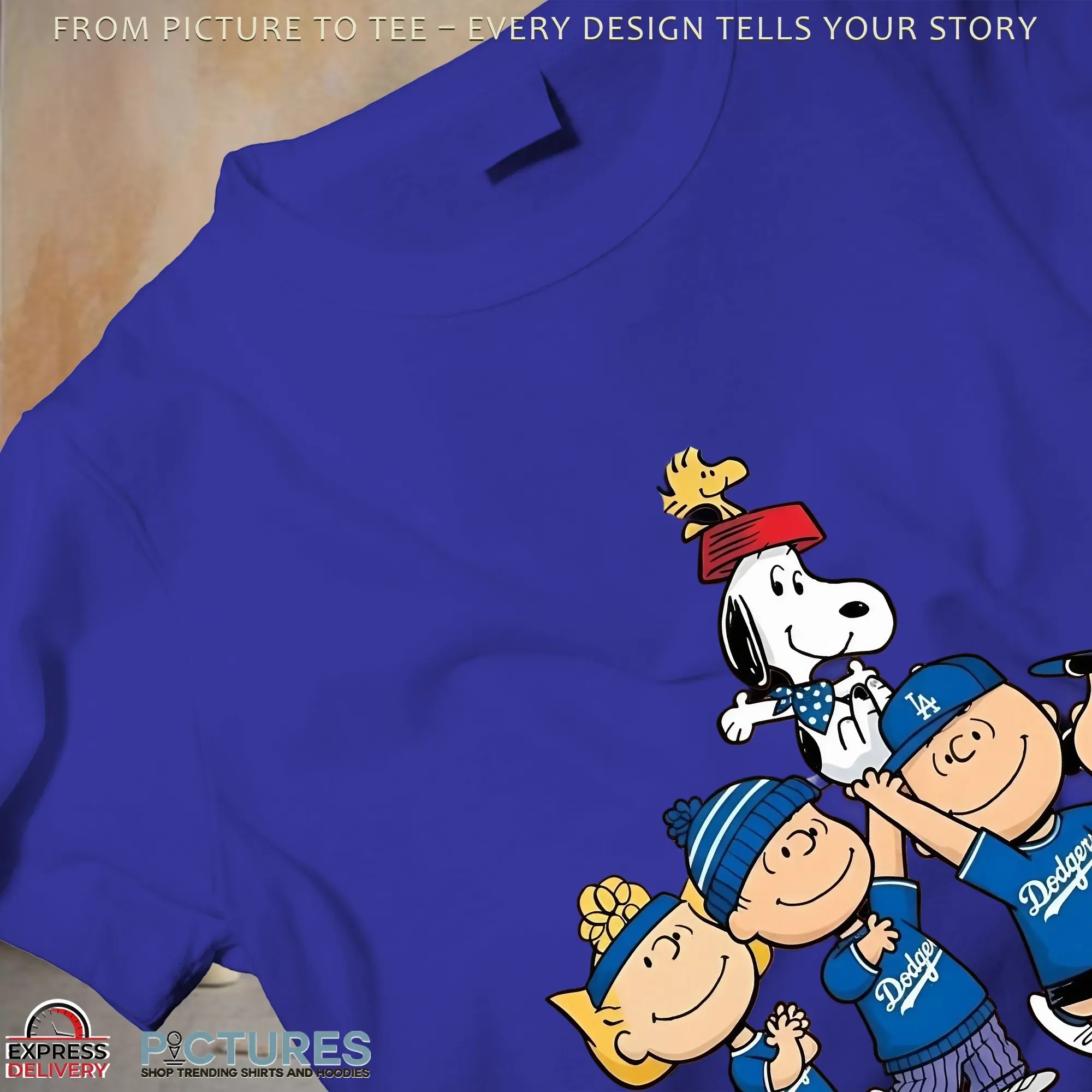 Snoopy & Friends The Peanuts x Dodgers Fan Art Celebrate in LA Baseball T Shirt