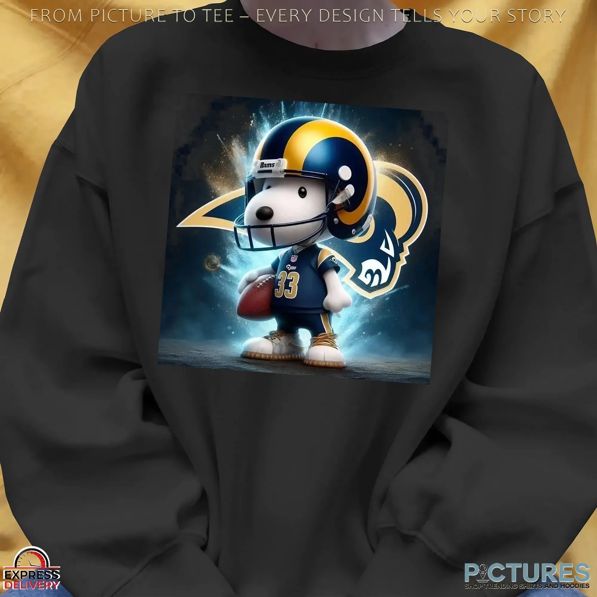 Snoopy x Los Angeles Rams Fan Art NFL Football Crossover T Shirt