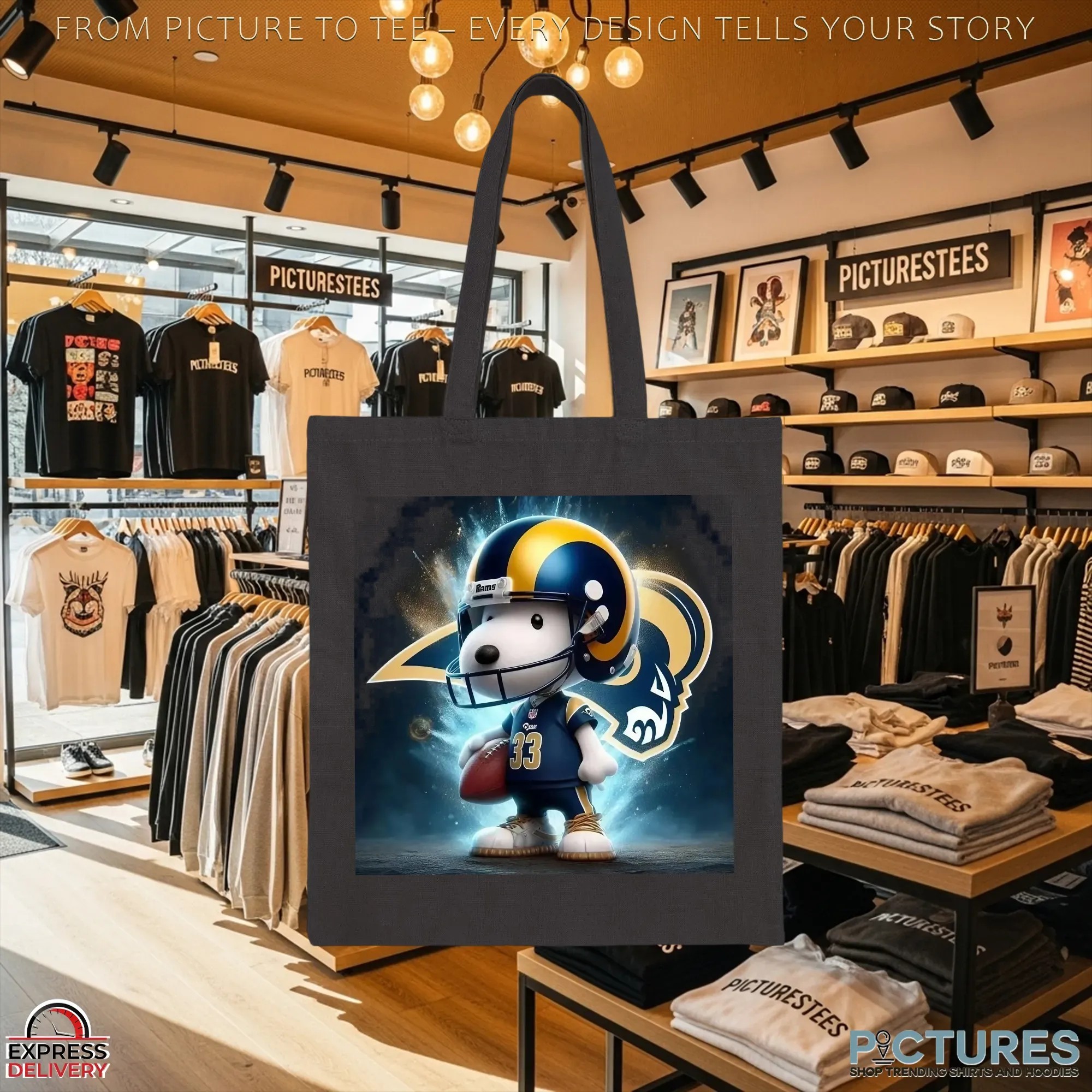 Snoopy x Los Angeles Rams Fan Art NFL Football Crossover T Shirt