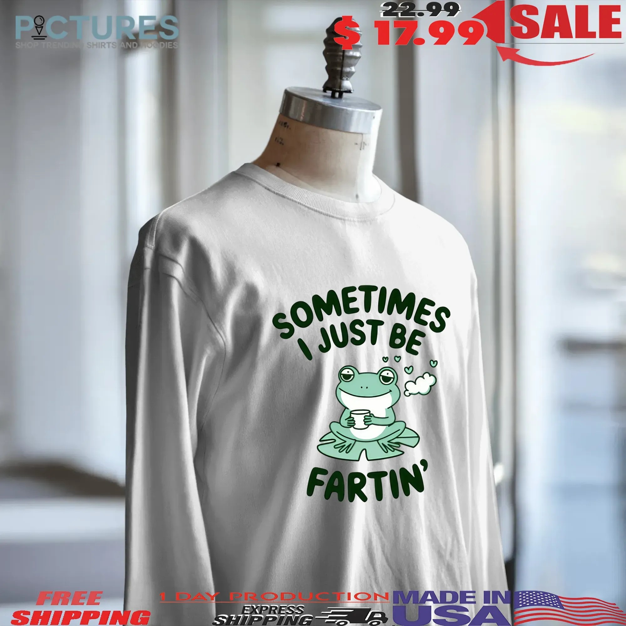 Sometimes I Just Be Farting Frog Meme - Frog Cute - T-Shirt