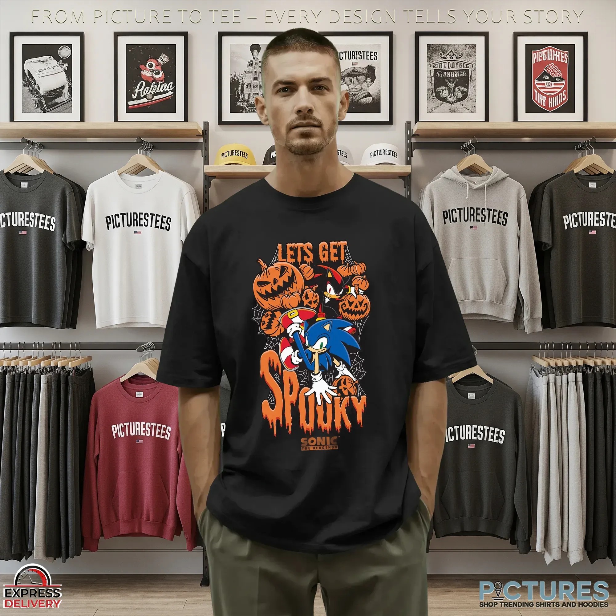 Sonic The Hedgehog Boys Let's Get Spooky Halloween T Shirt