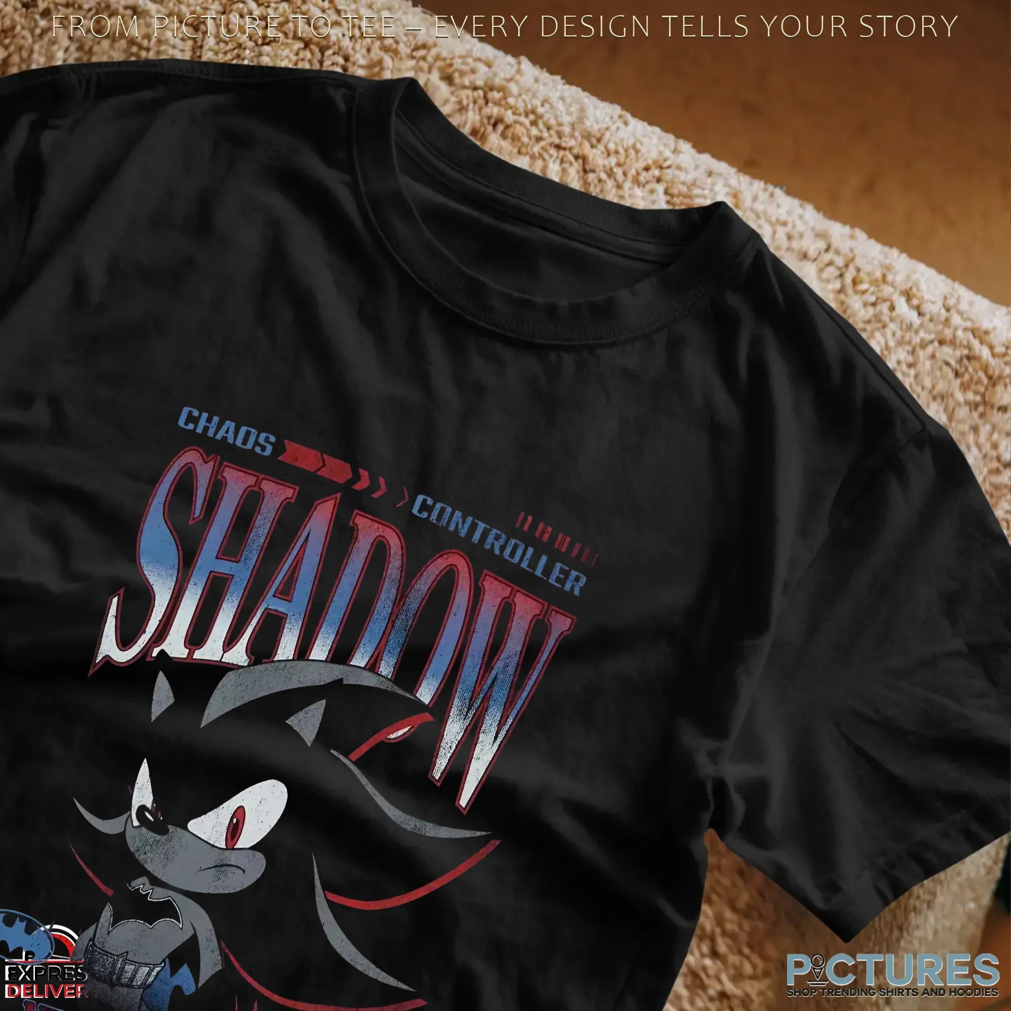 Sonic the Hedgehog Chaos Controller DC Comics Shadow x Batman Never Waiver Never Compromise T Shirt