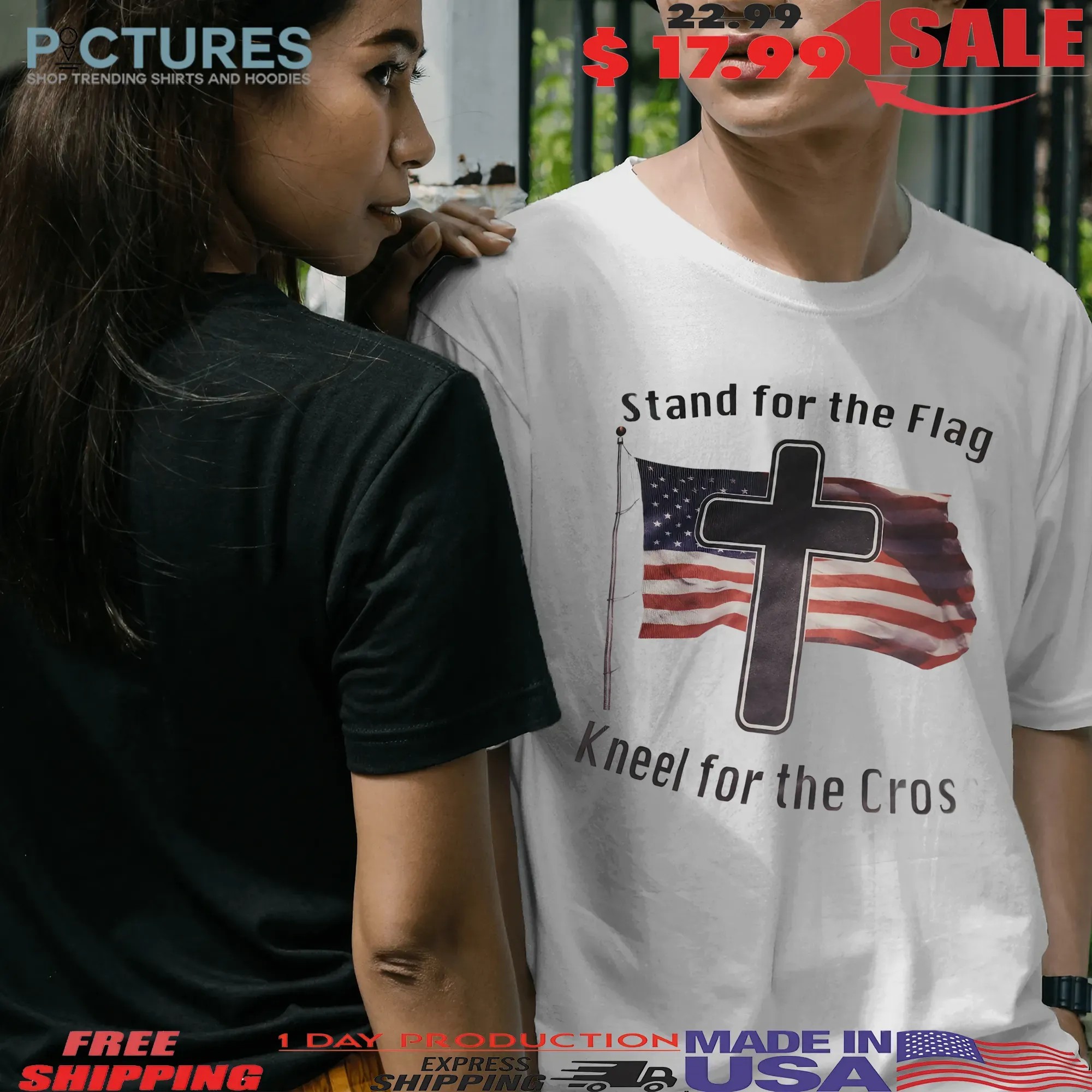 Stand For The Flag Kneel For The Cross T Shirt