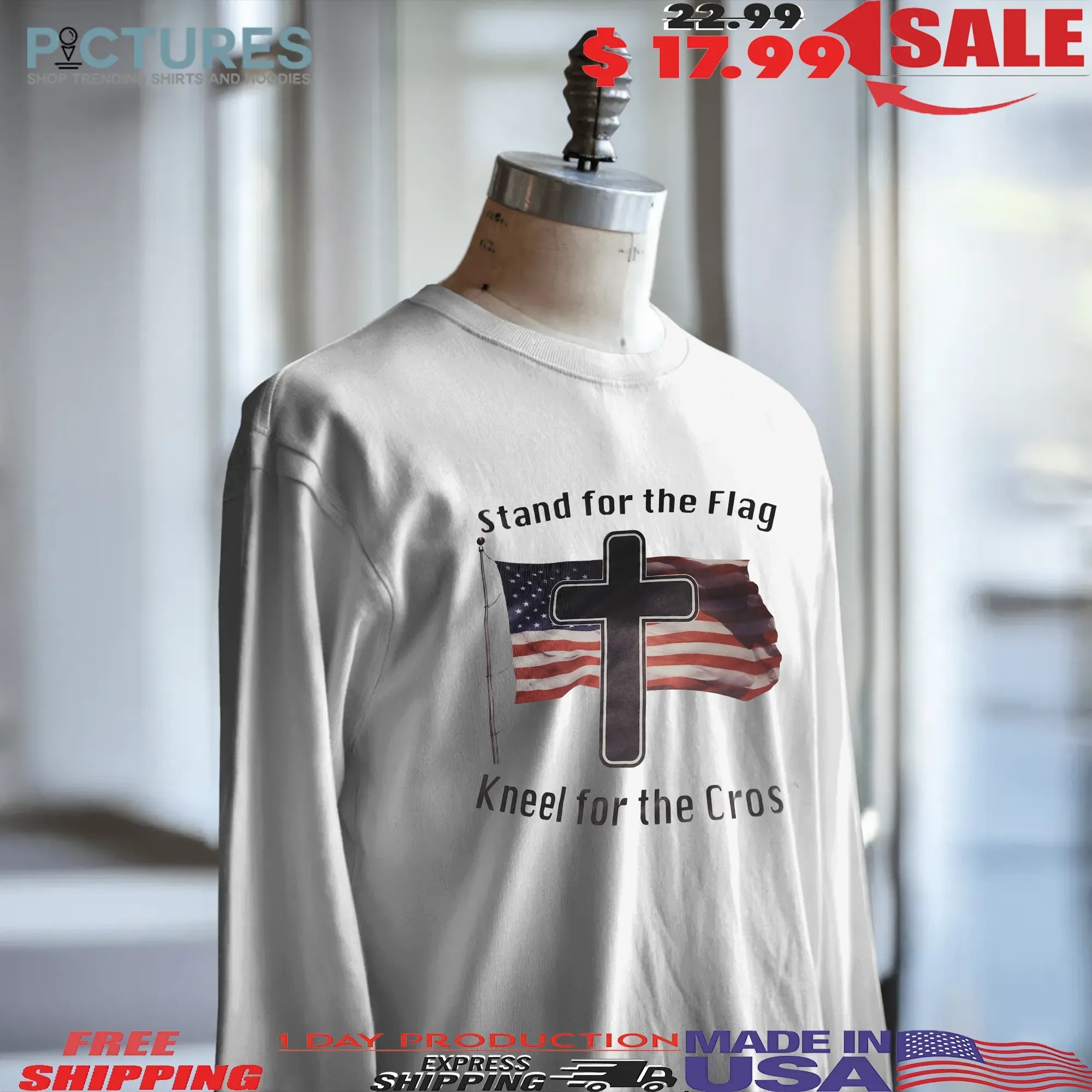 Stand For The Flag Kneel For The Cross T Shirt