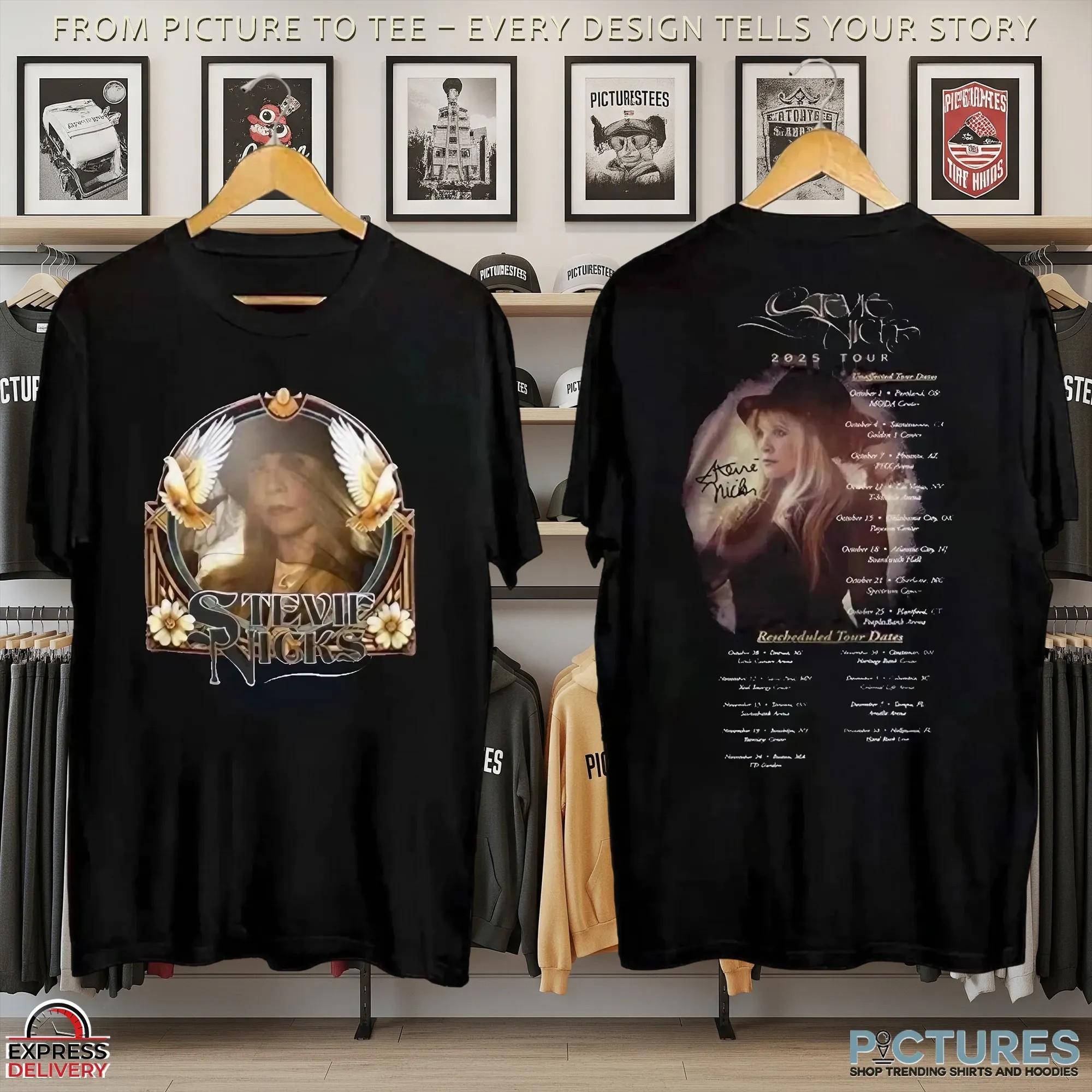 Stevie Nicks 2025 North American Tour Schedule Double Sided T Shirt